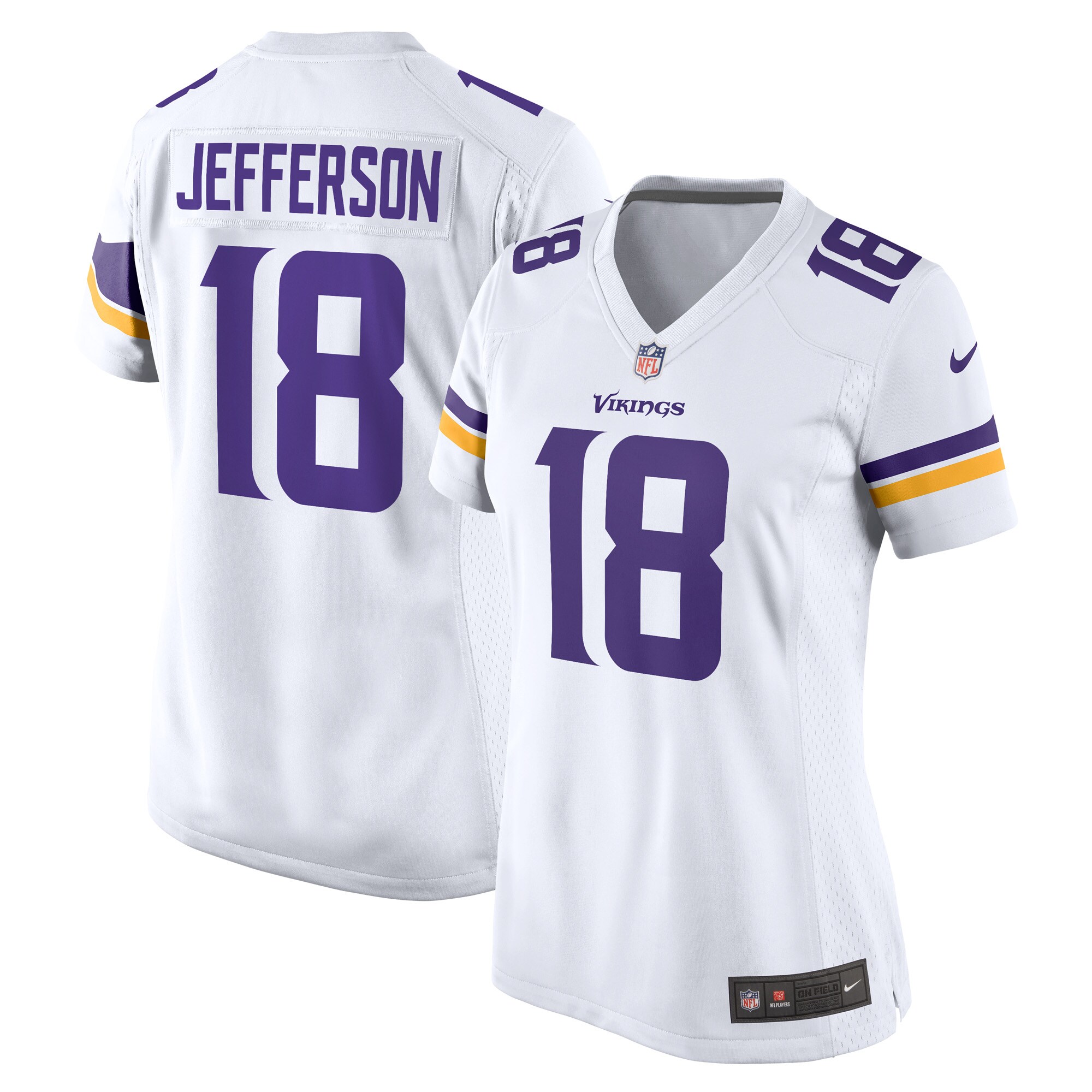 Women's Minnesota Vikings Justin Jefferson White Game Player Jersey JS1785 Saliibo