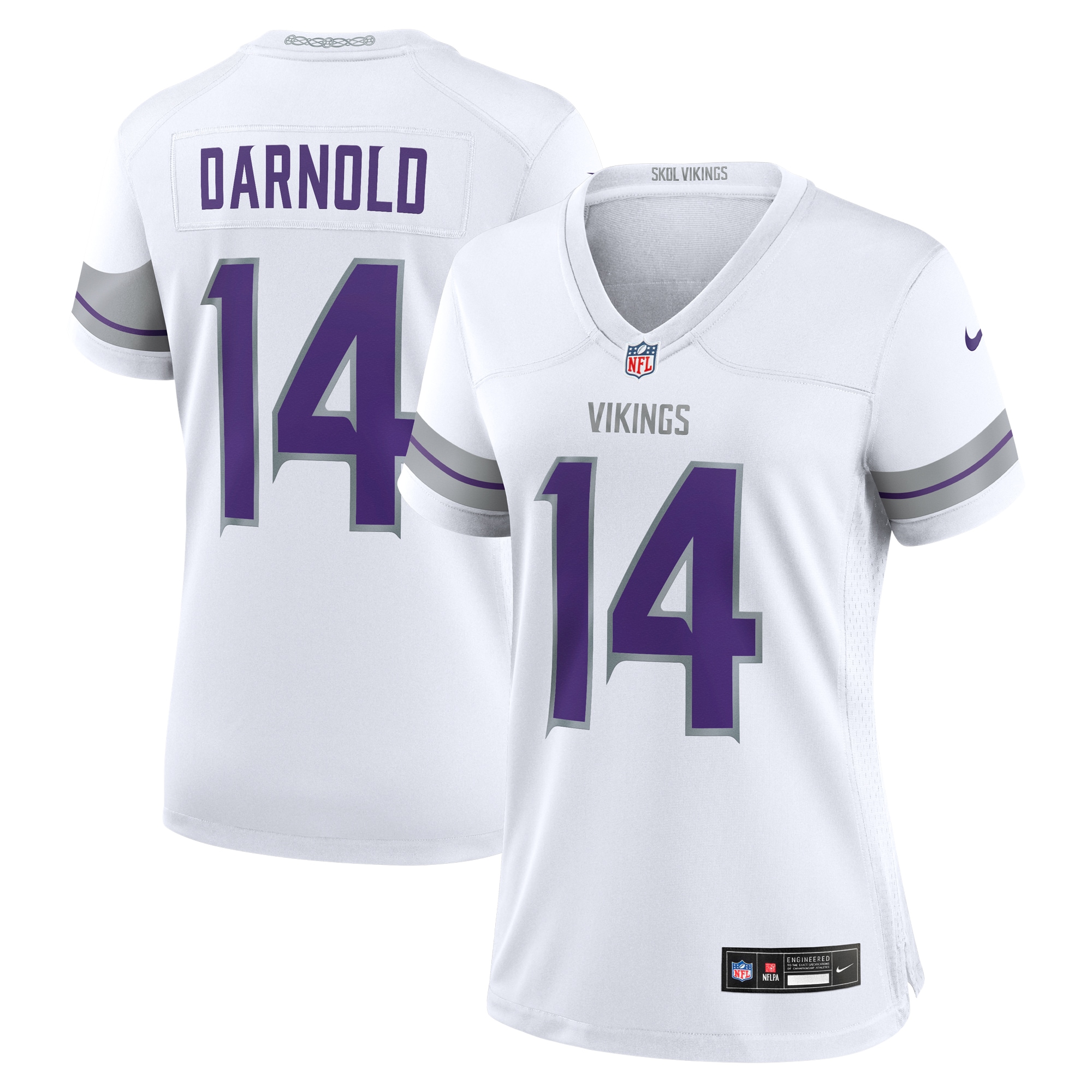 Women's Minnesota Vikings Sam Darnold White Alternate Game Player Jersey JS8672 Saliibo