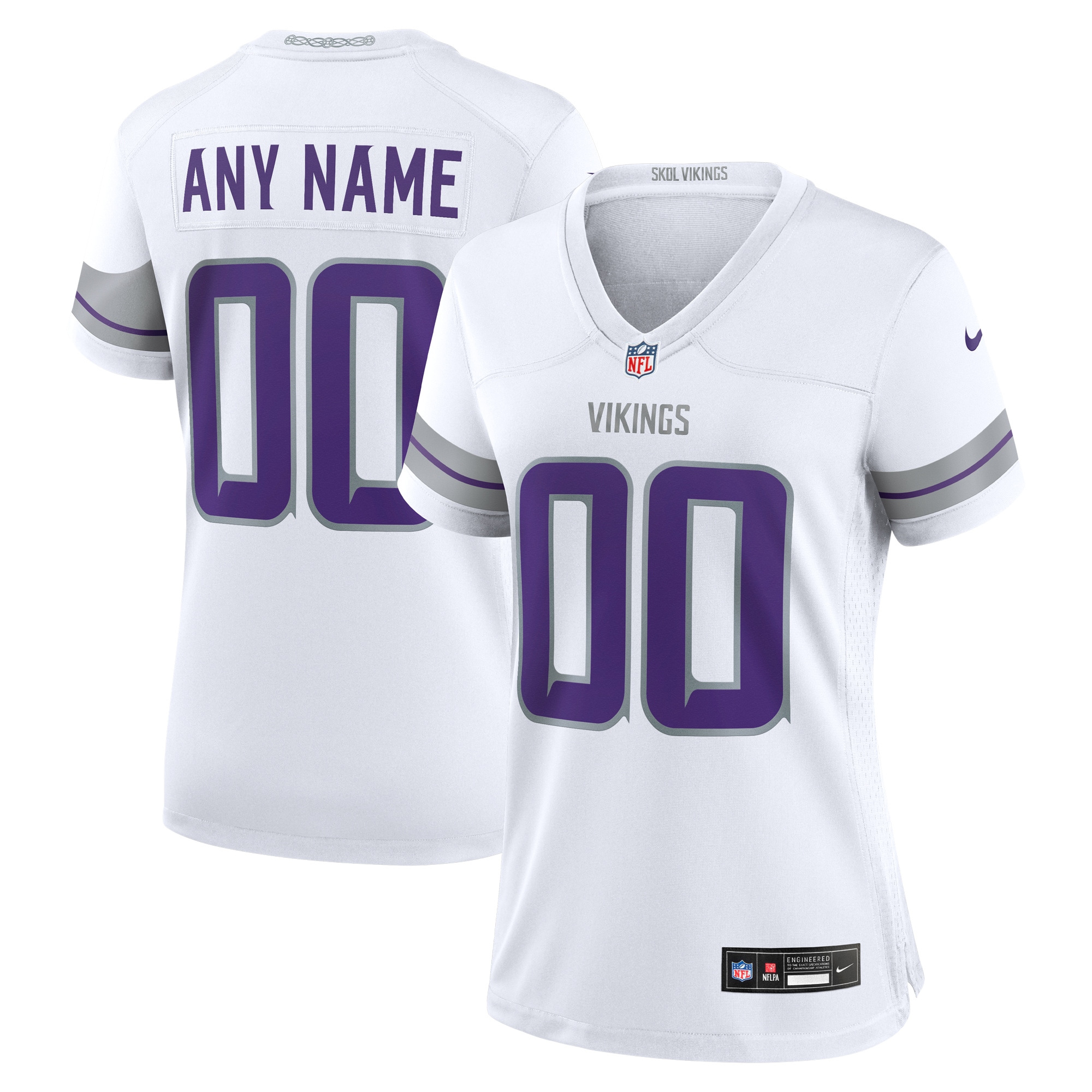 Women's Minnesota Vikings White Alternate Custom Game Jersey JS7787 Saliibo