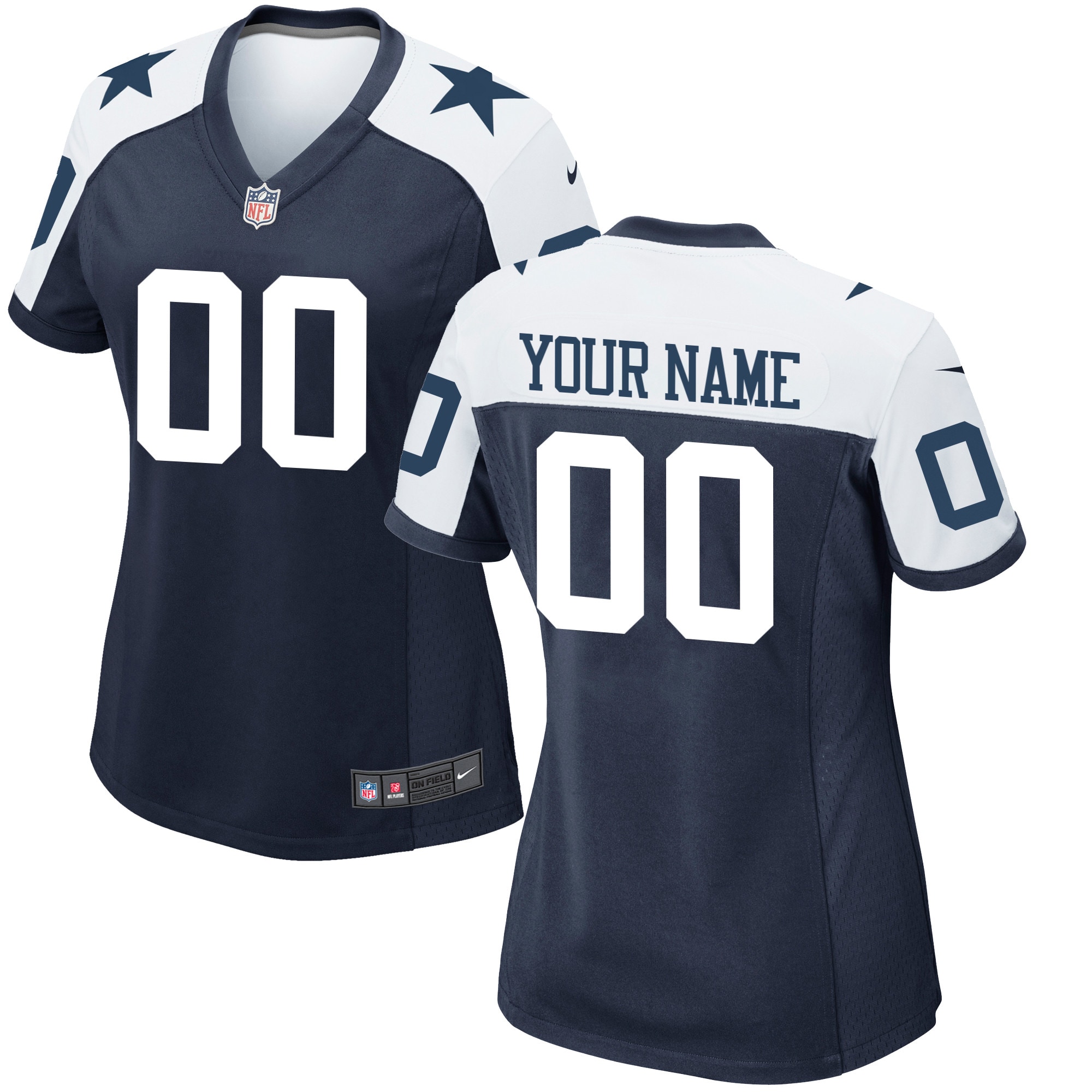 Women's Navy Dallas Cowboys Alternate Custom Game Jersey JS6664 Saliibo