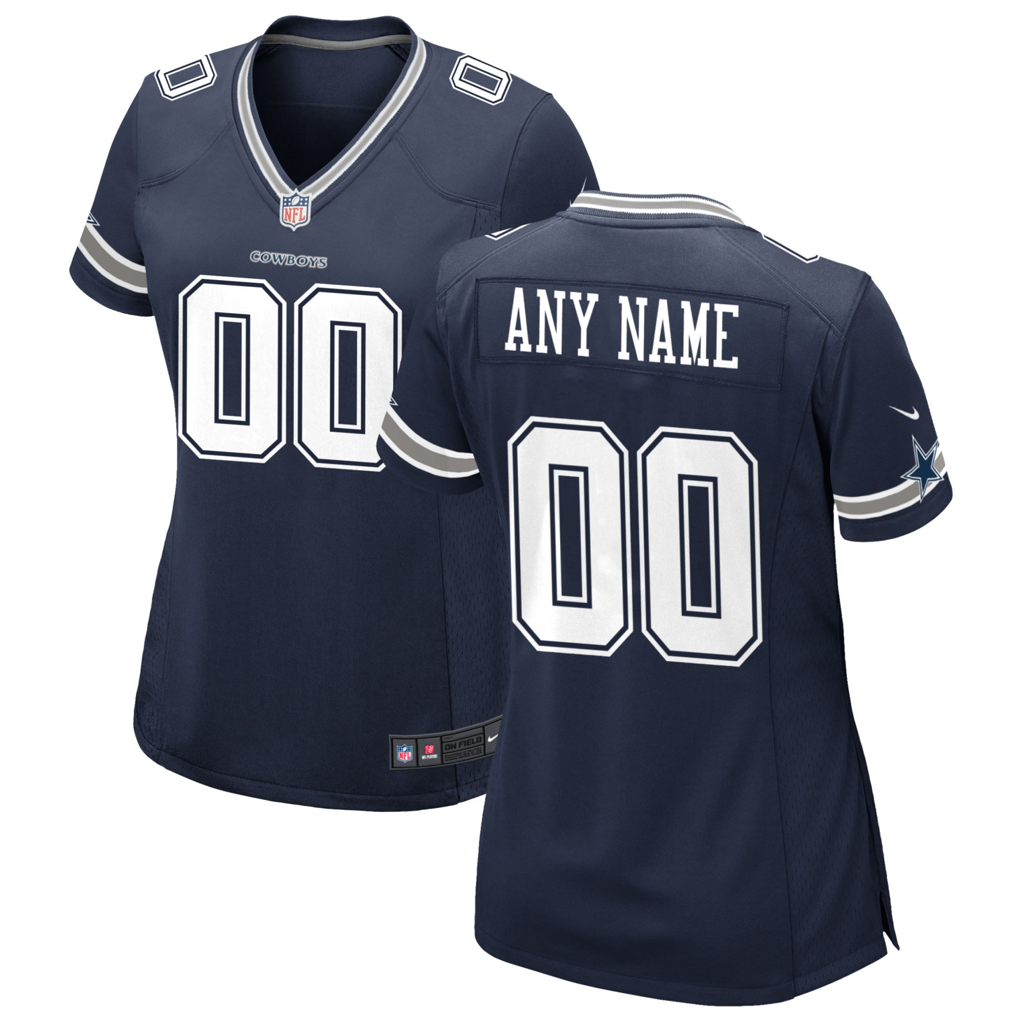 Women's Navy Dallas Cowboys Custom Game Jersey JS7945 Saliibo