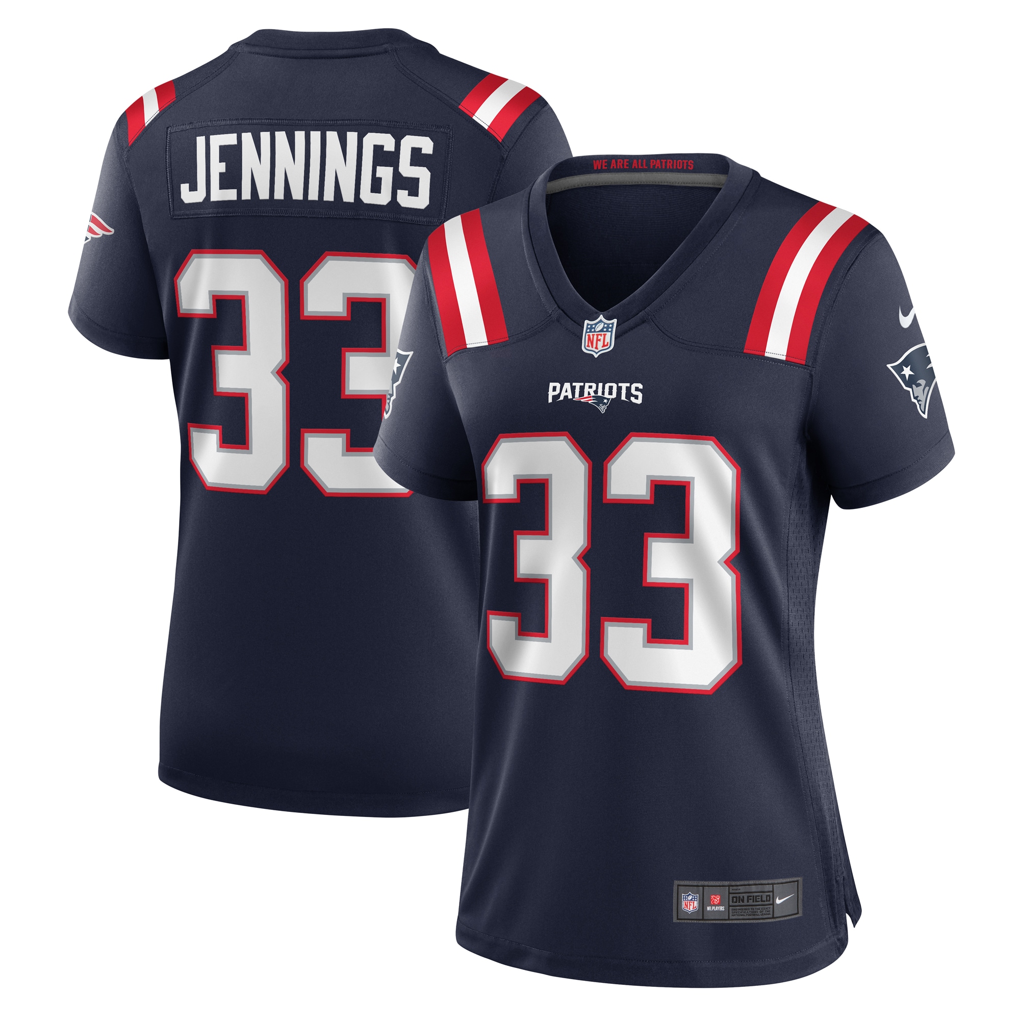 Women's New England Patriots Anfernee Jennings Navy Team Game Jersey JS9087 Saliibo