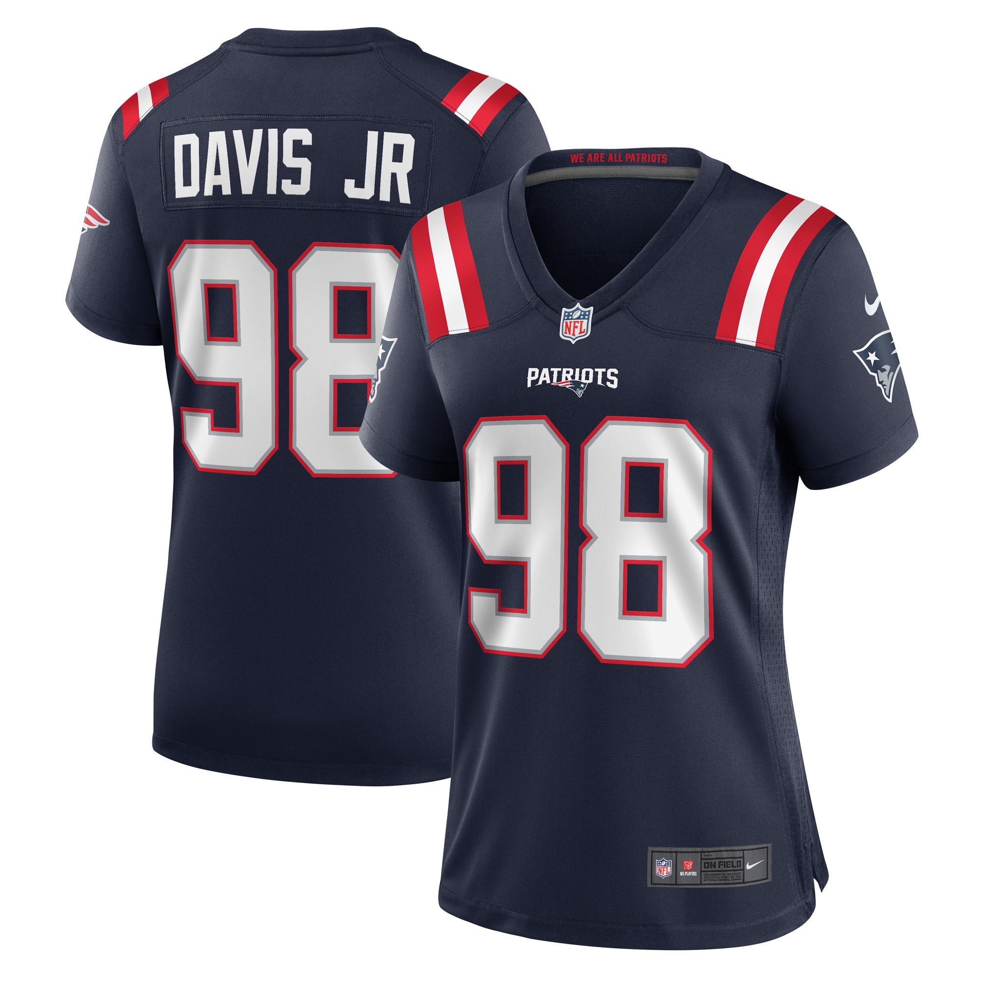 Women's New England Patriots Carl Davis Jr. Navy Game Player Jersey JS2569 Saliibo