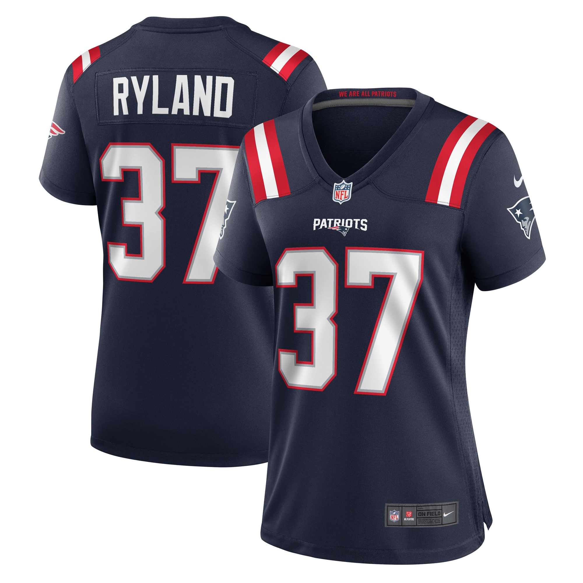 Women's New England Patriots Chad Ryland Navy Team Game Jersey JS9012 Saliibo