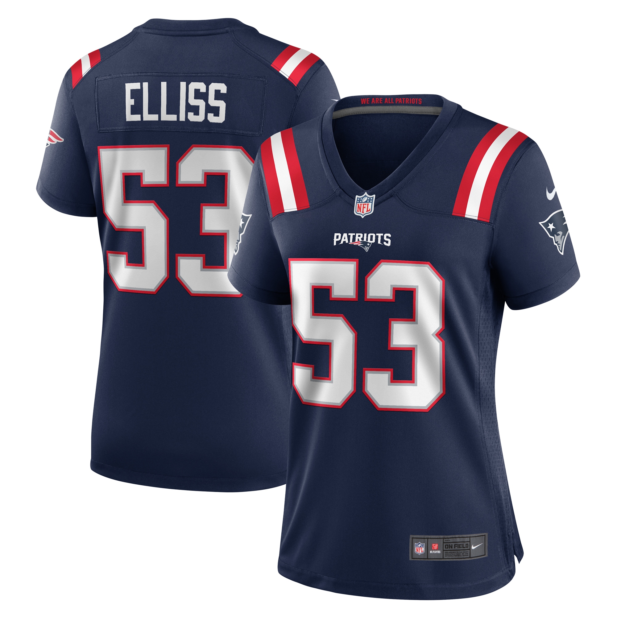 Women's New England Patriots Christian Elliss Navy Game Jersey JS6158 Saliibo