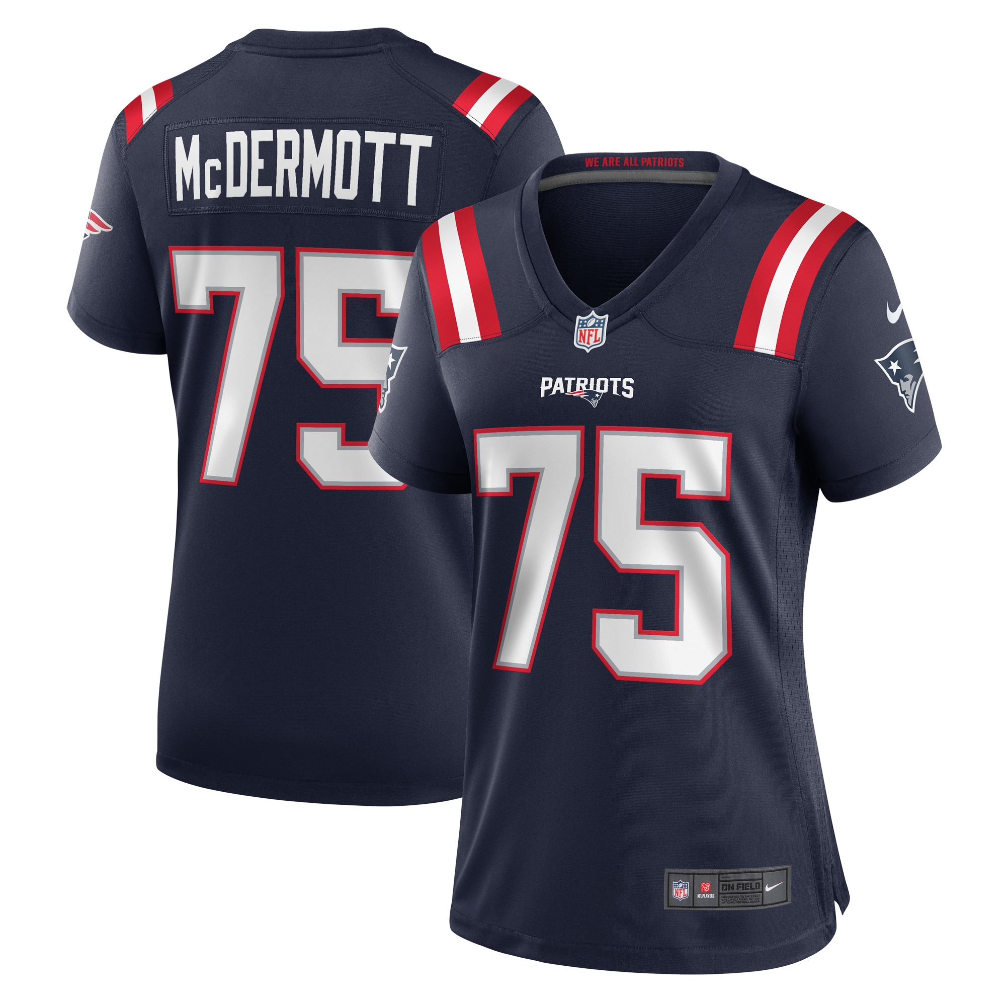 Women's New England Patriots Conor McDermott Navy Home Game Player Jersey JS8812 Saliibo