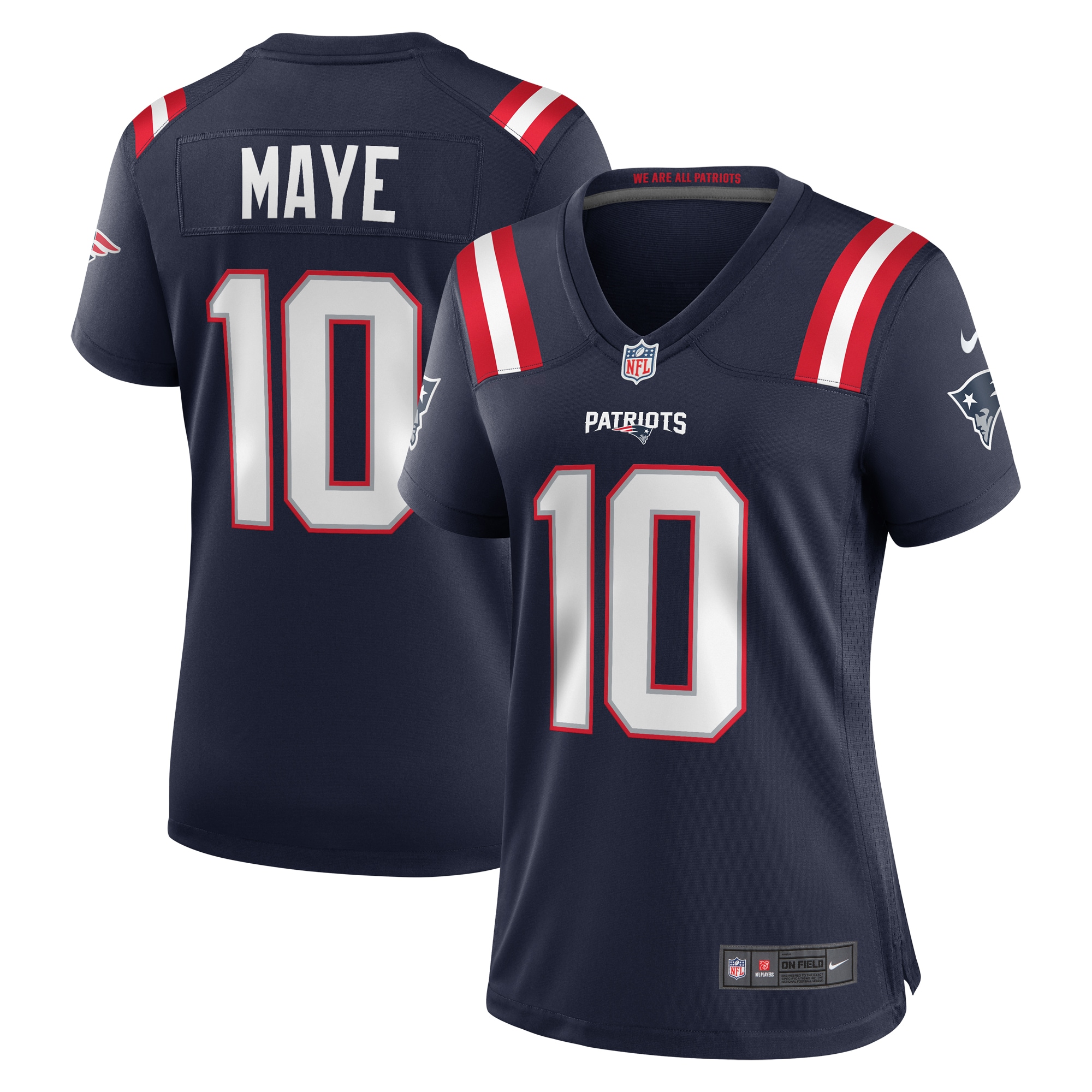 Women's New England Patriots Drake Maye Navy Player Game Jersey JS9565 Saliibo