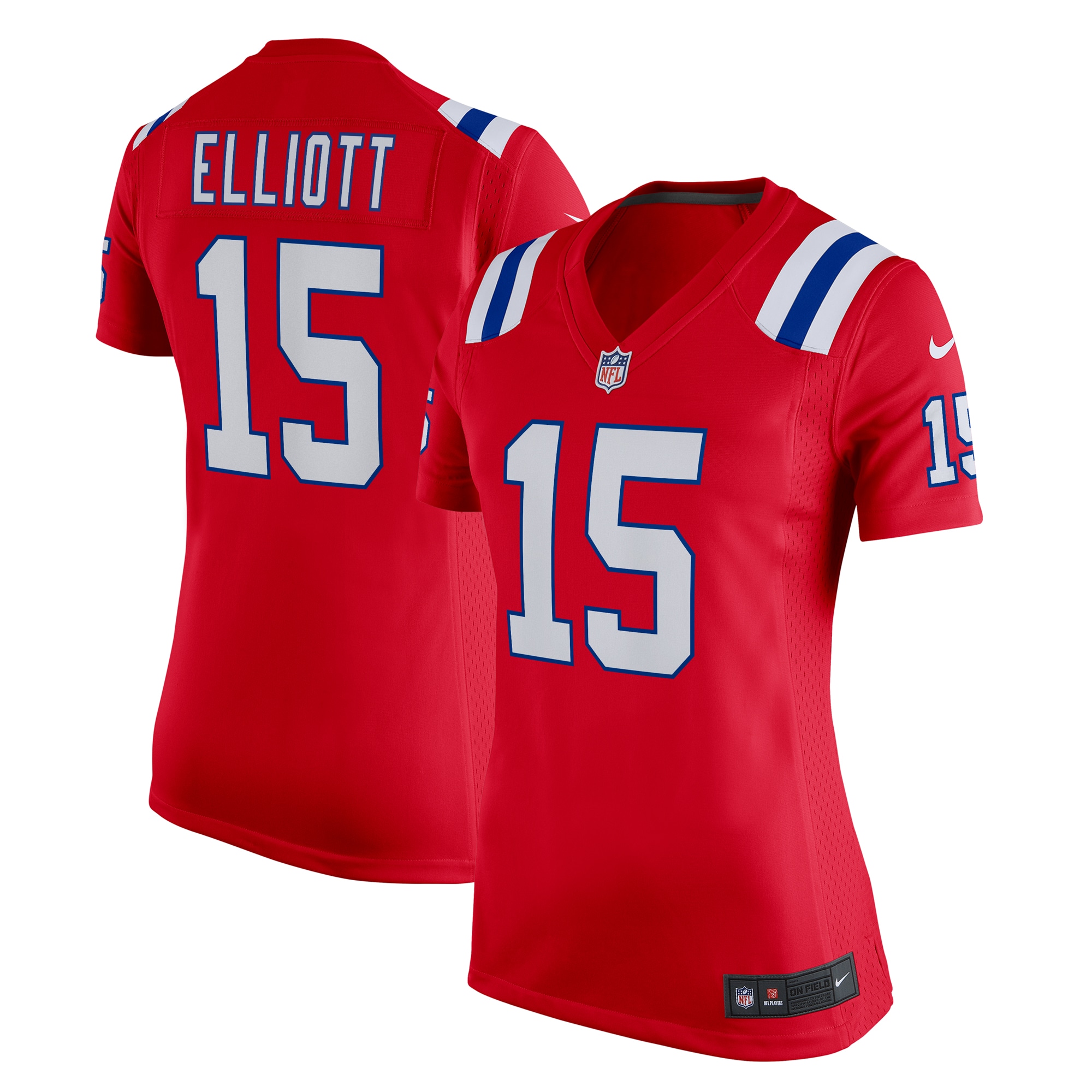 Women's New England Patriots Ezekiel Elliott Red Alternate Game Player Jersey JS1552 Saliibo