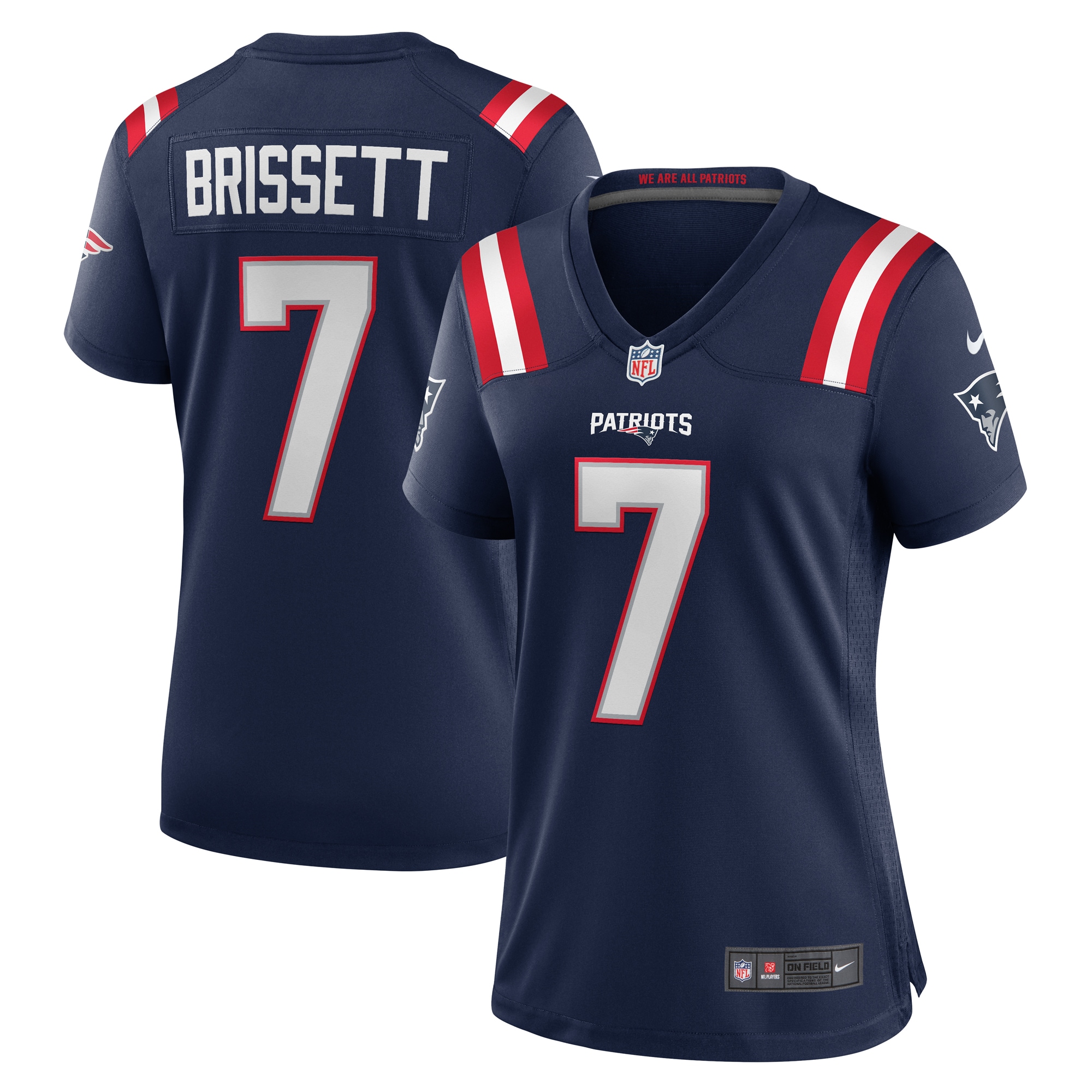 Women's New England Patriots Jacoby Brissett Navy Game Jersey JS7946 Saliibo