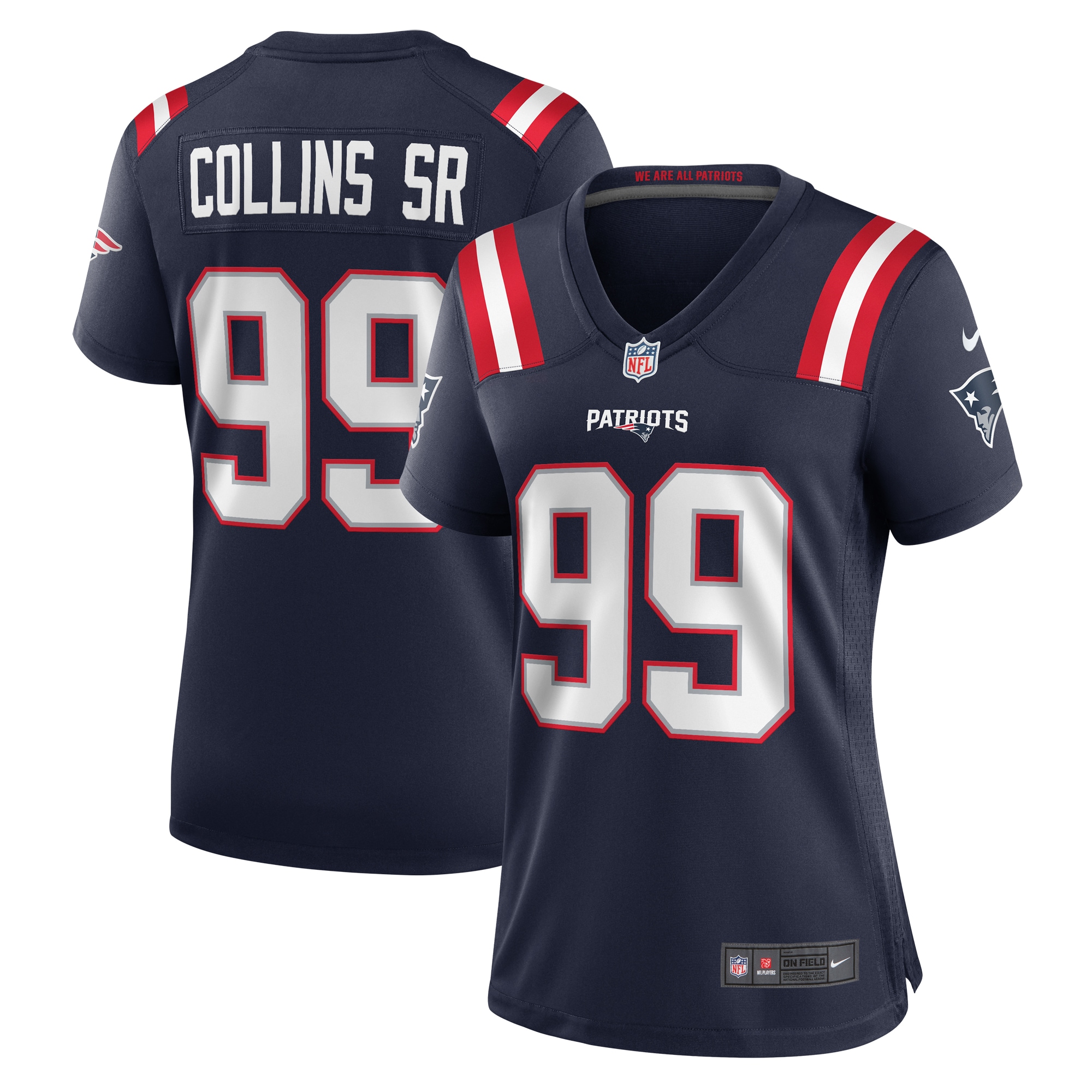 Women's New England Patriots Jamie Collins Sr. Navy Home Game Player Jersey JS5732 Saliibo
