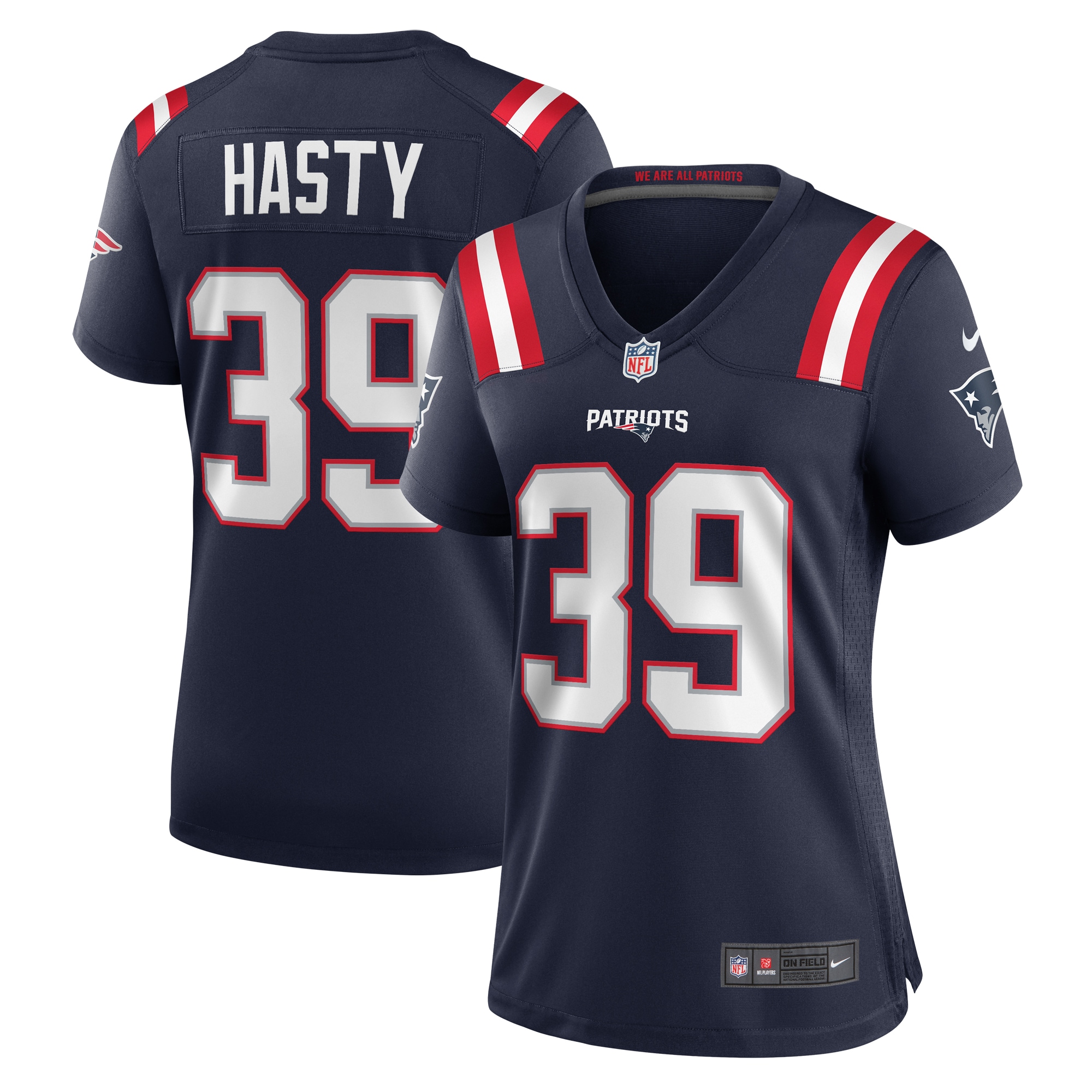 Women's New England Patriots Jamycal Hasty Navy Team Game Jersey JS3873 Saliibo