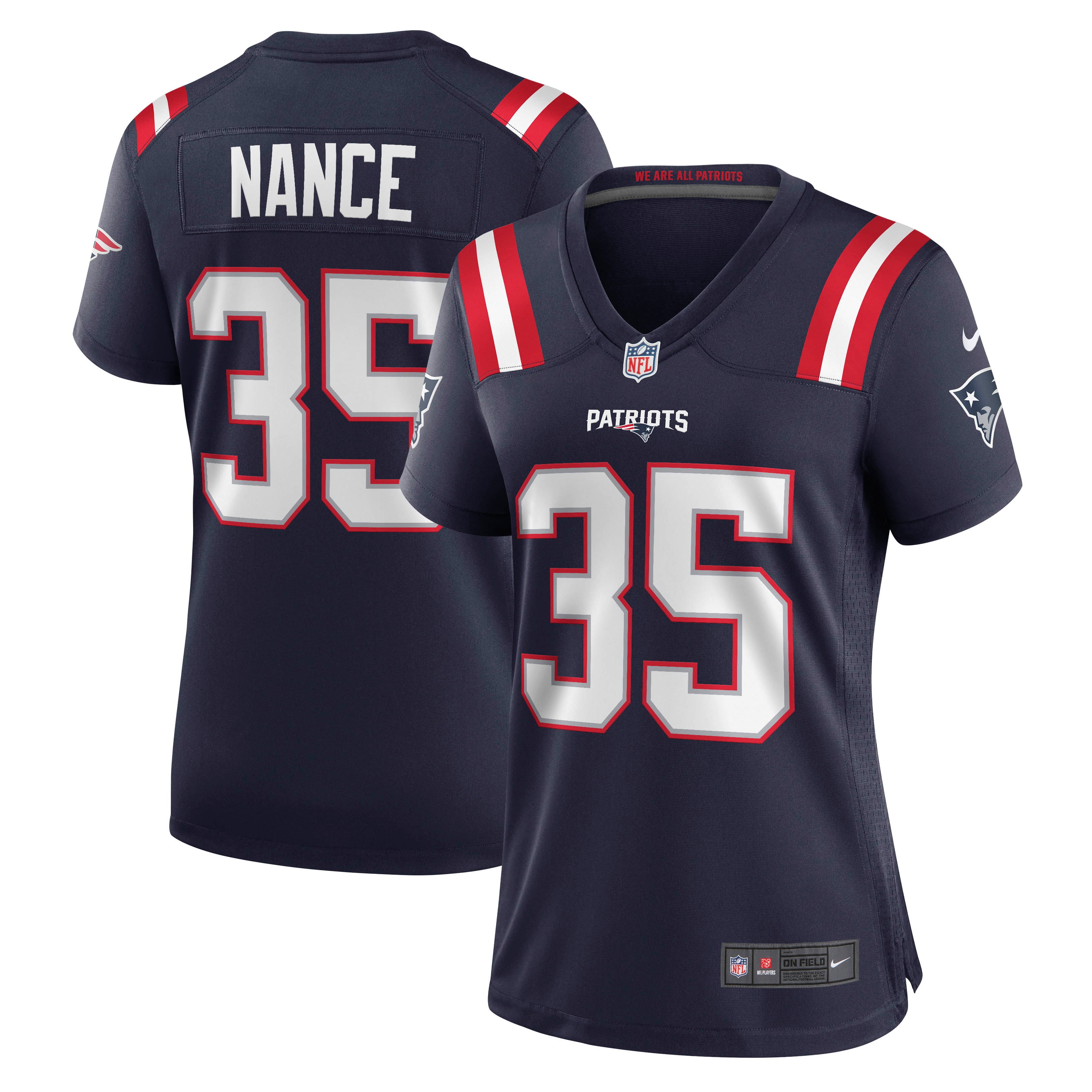 Women's New England Patriots Jim Nance Navy Retired Player Jersey JS2230 Saliibo