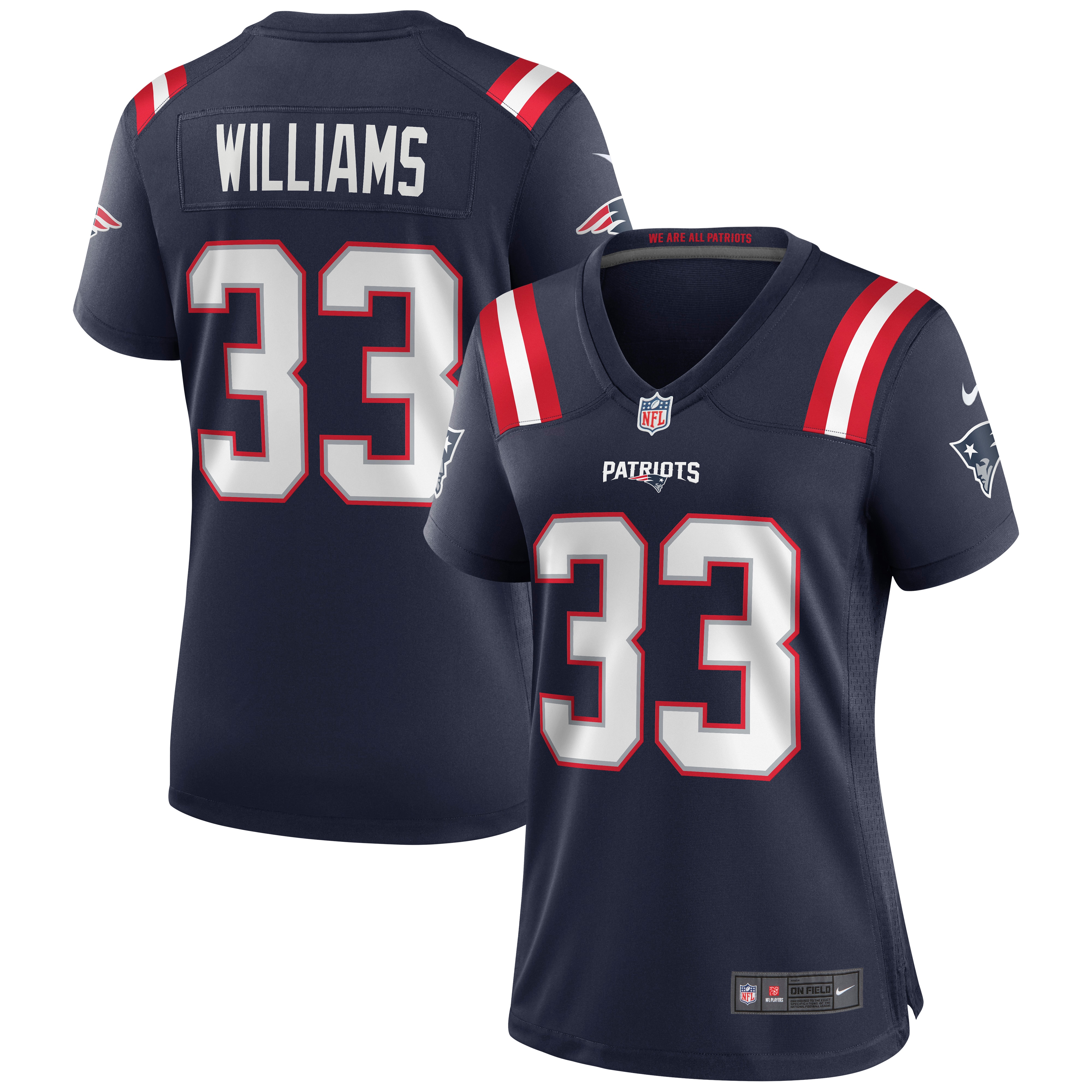 Women's New England Patriots Joejuan Williams Navy Game Jersey JS7813 Saliibo