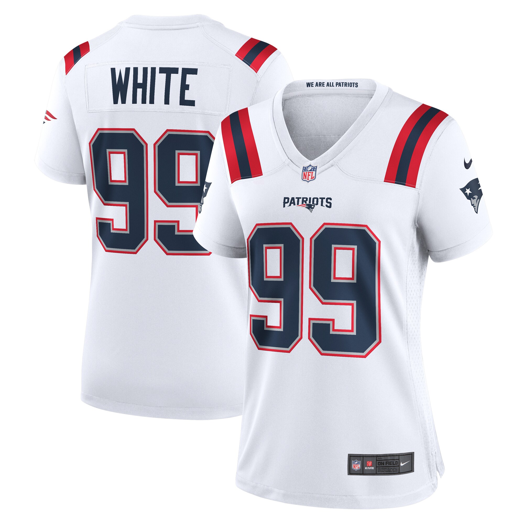Women's New England Patriots Keion White White Game Jersey JS3078 Saliibo