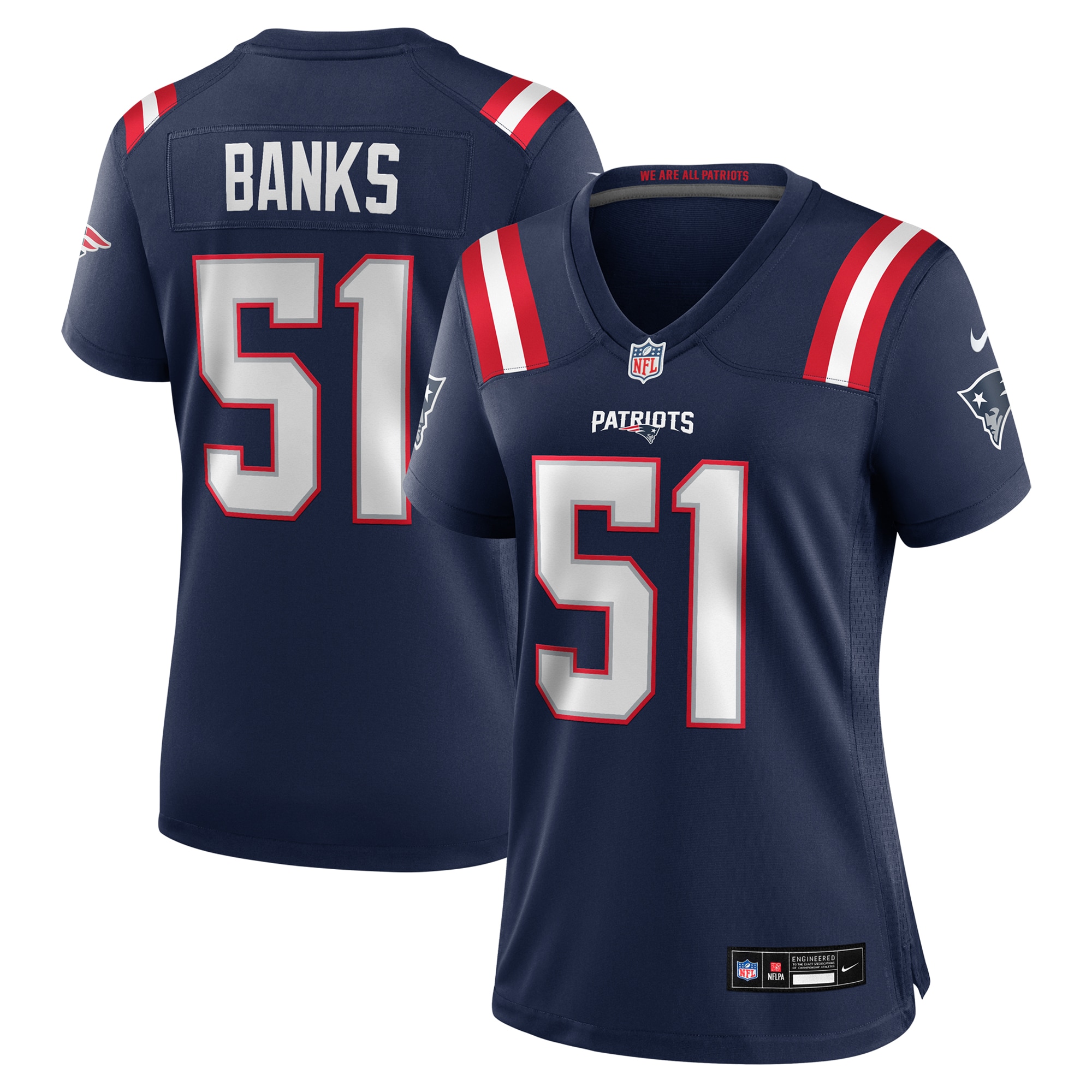 Women's New England Patriots Keshawn Banks Navy Game Jersey JS3262 Saliibo