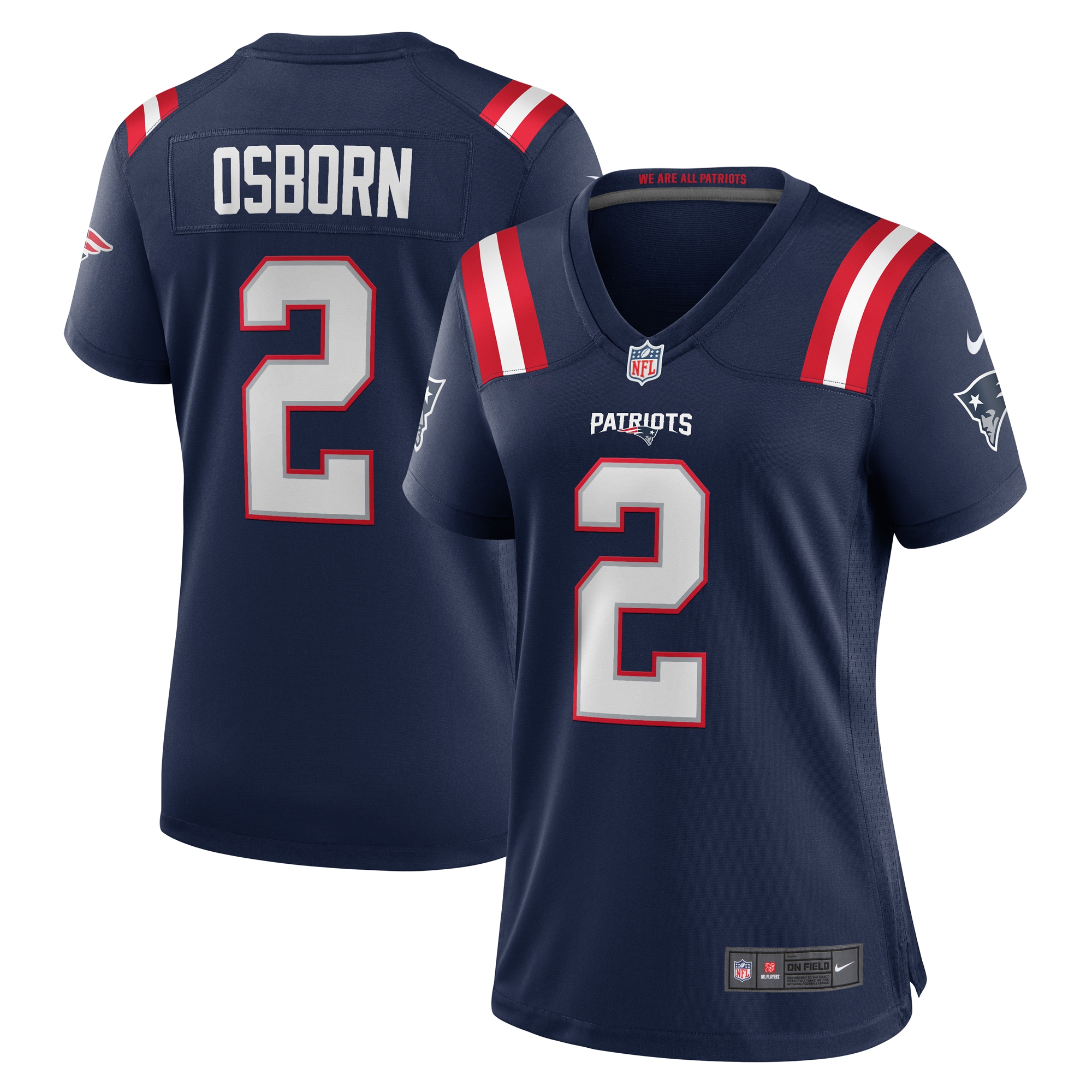 Women's New England Patriots K.J. Osborn Navy Game Jersey JS7839 Saliibo
