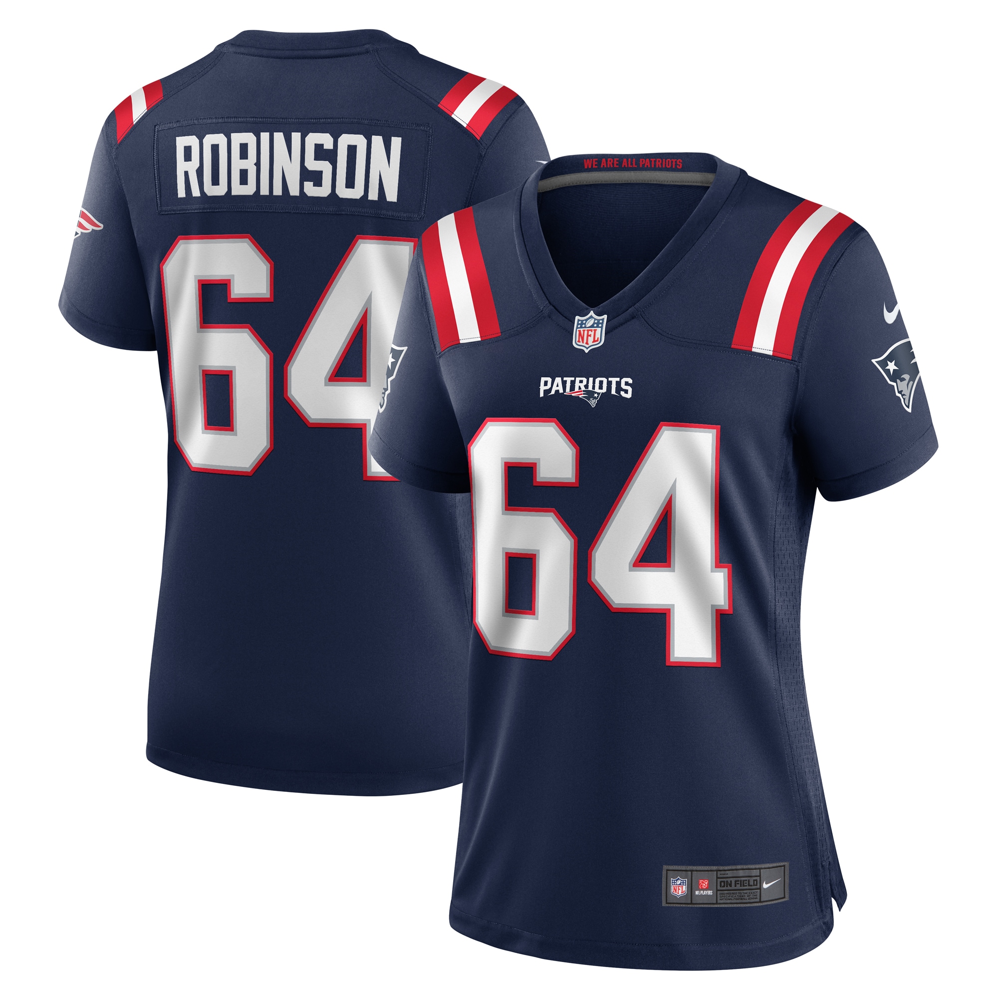 Women's New England Patriots Layden Robinson Navy Game Jersey JS3539 Saliibo