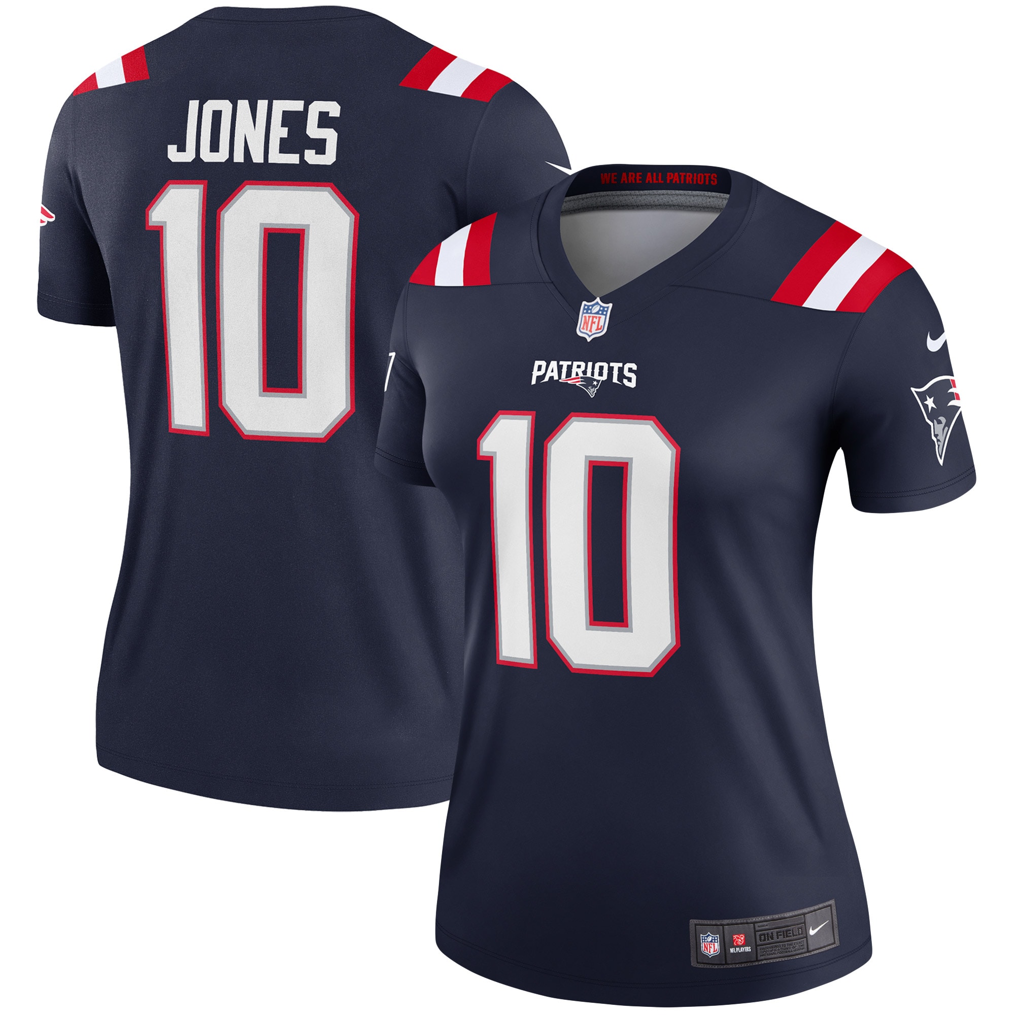 Women's New England Patriots Mac Jones Navy Legend Player Performance Top JS2281 Saliibo