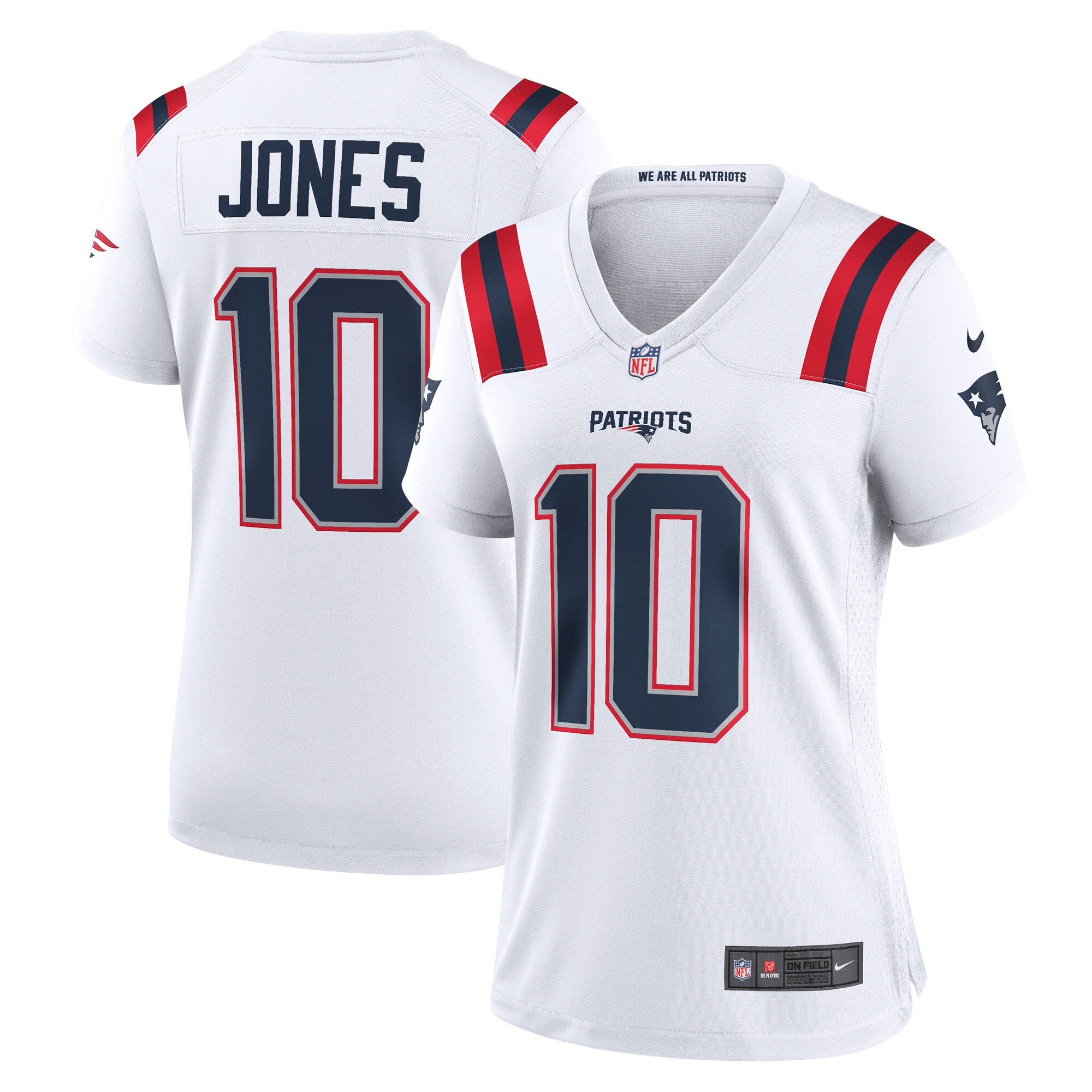 Women's New England Patriots Mac Jones White Player Jersey JS6748 Saliibo