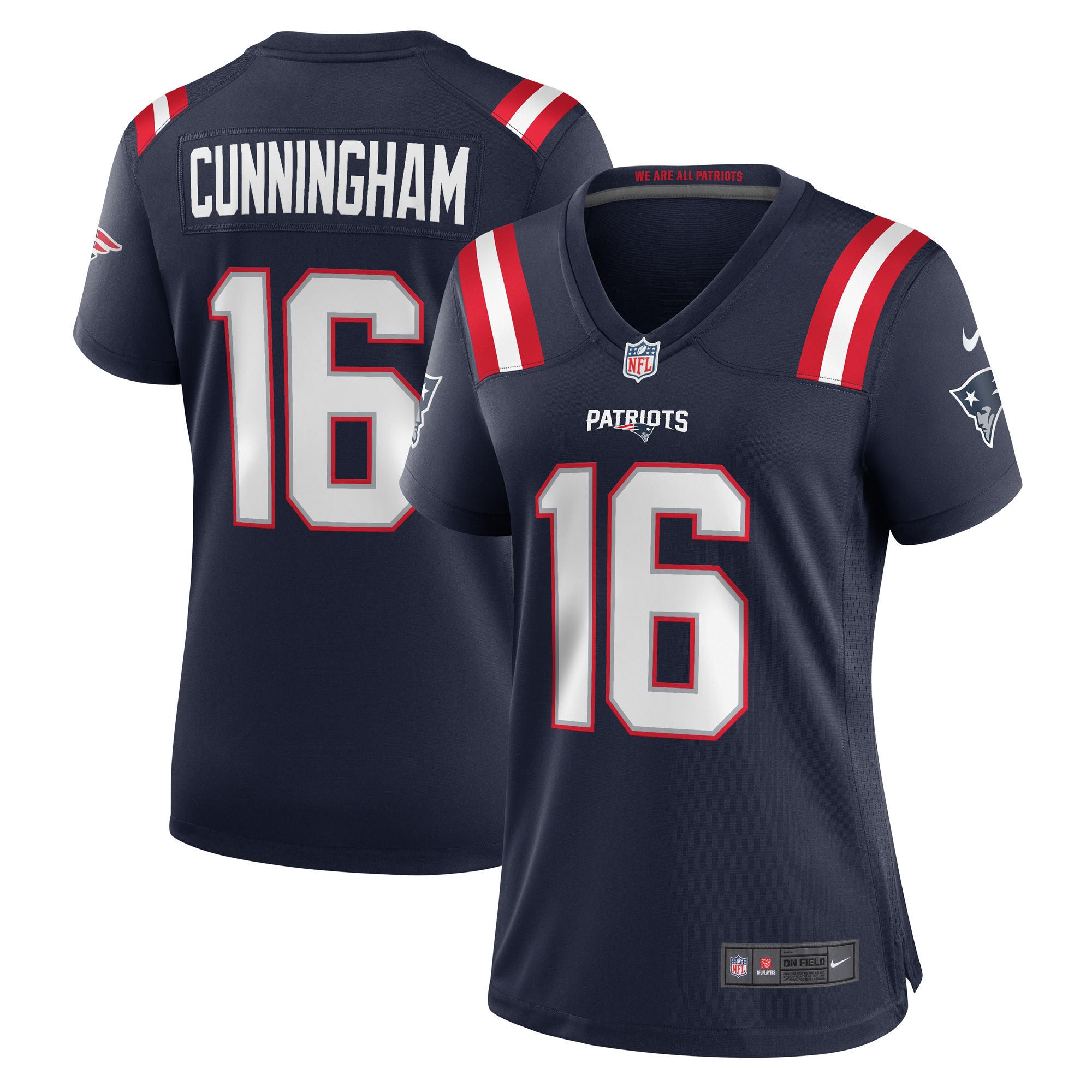 Women's New England Patriots Malik Cunningham Navy Team Game Jersey JS8696 Saliibo