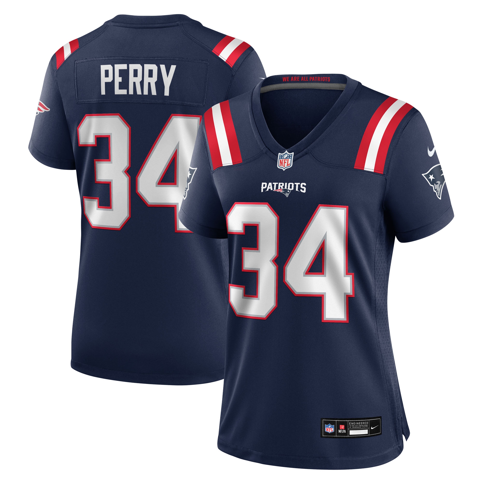 Women's New England Patriots Mark Perry Navy Team Game Jersey JS8534 Saliibo
