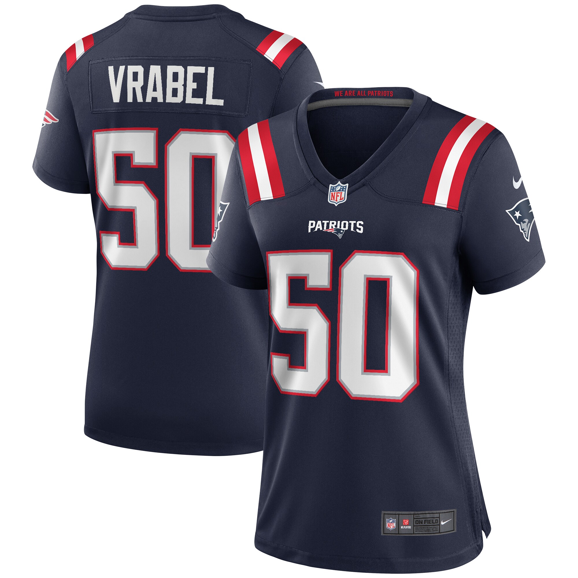 Women's New England Patriots Mike Vrabel Navy Game Retired Player Jersey JS5221 Saliibo