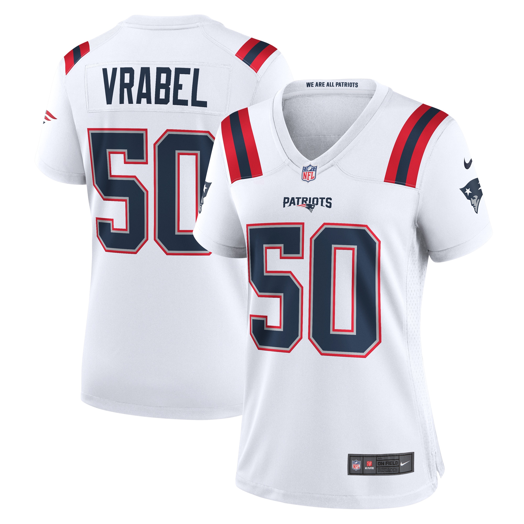 Women's New England Patriots Mike Vrabel White Retired Player Game Jersey JS7550 Saliibo