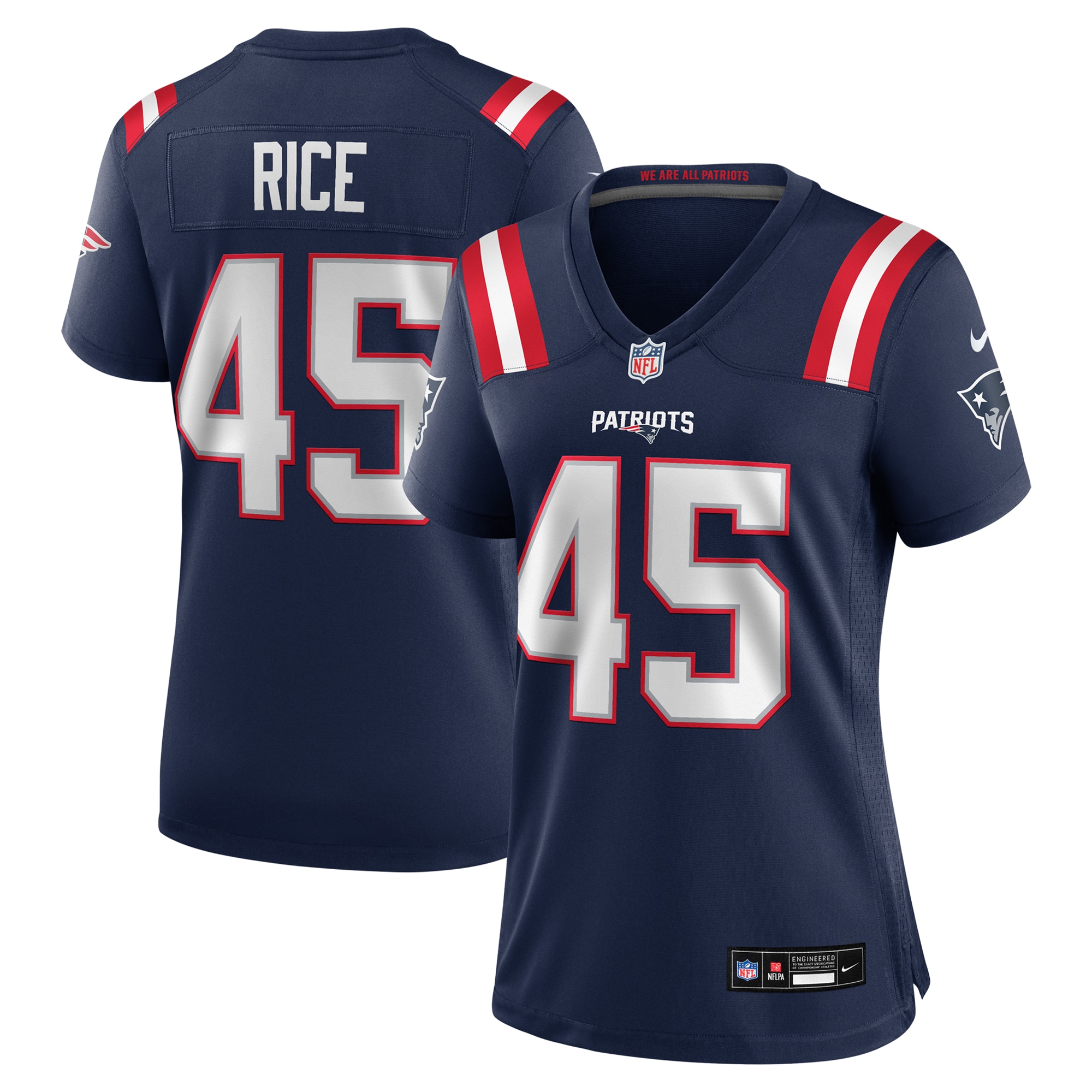 Women's New England Patriots Monty Rice Navy Game Jersey JS6632 Saliibo