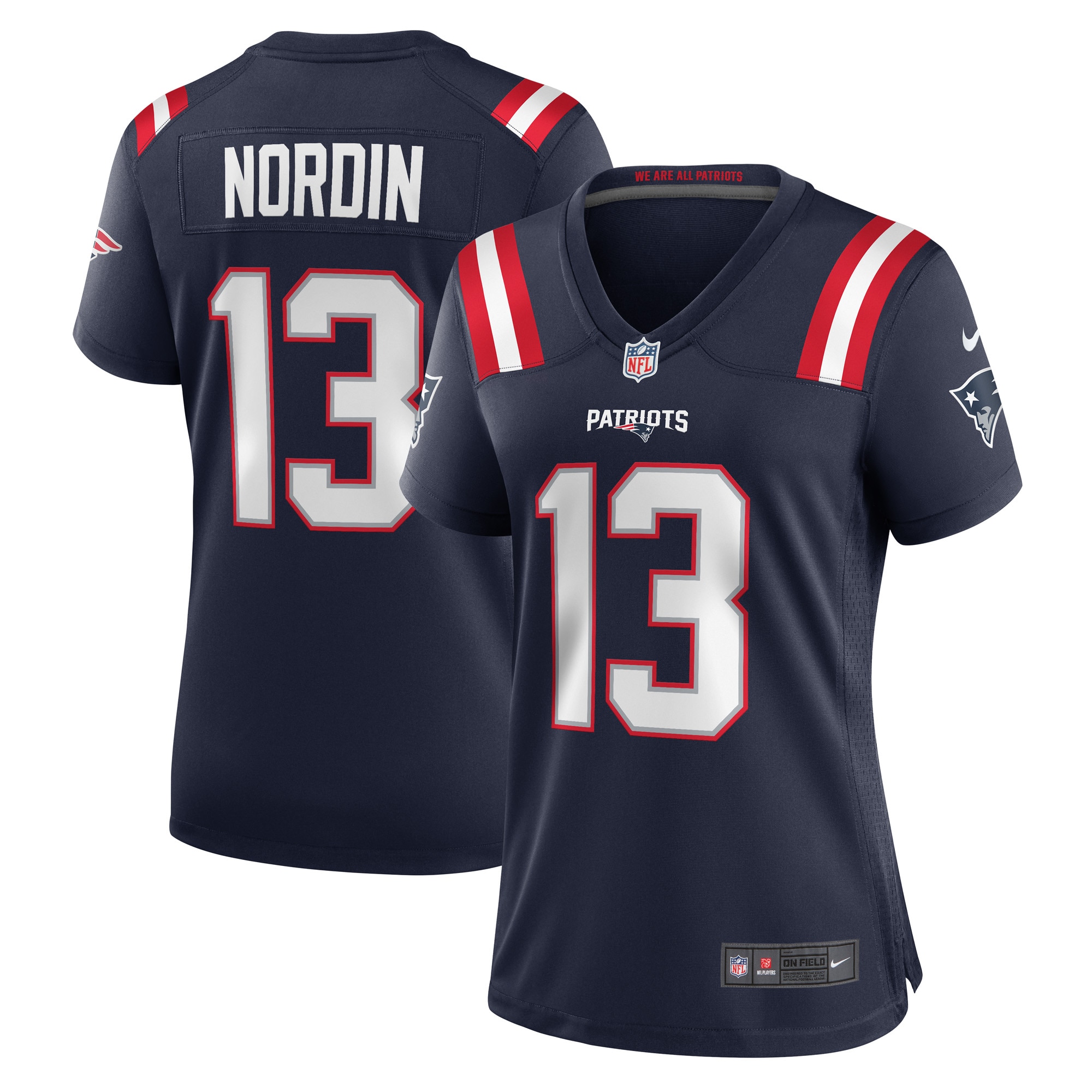 Women's New England Patriots Quinn Nordin Navy Game Player Jersey JS4404 Saliibo