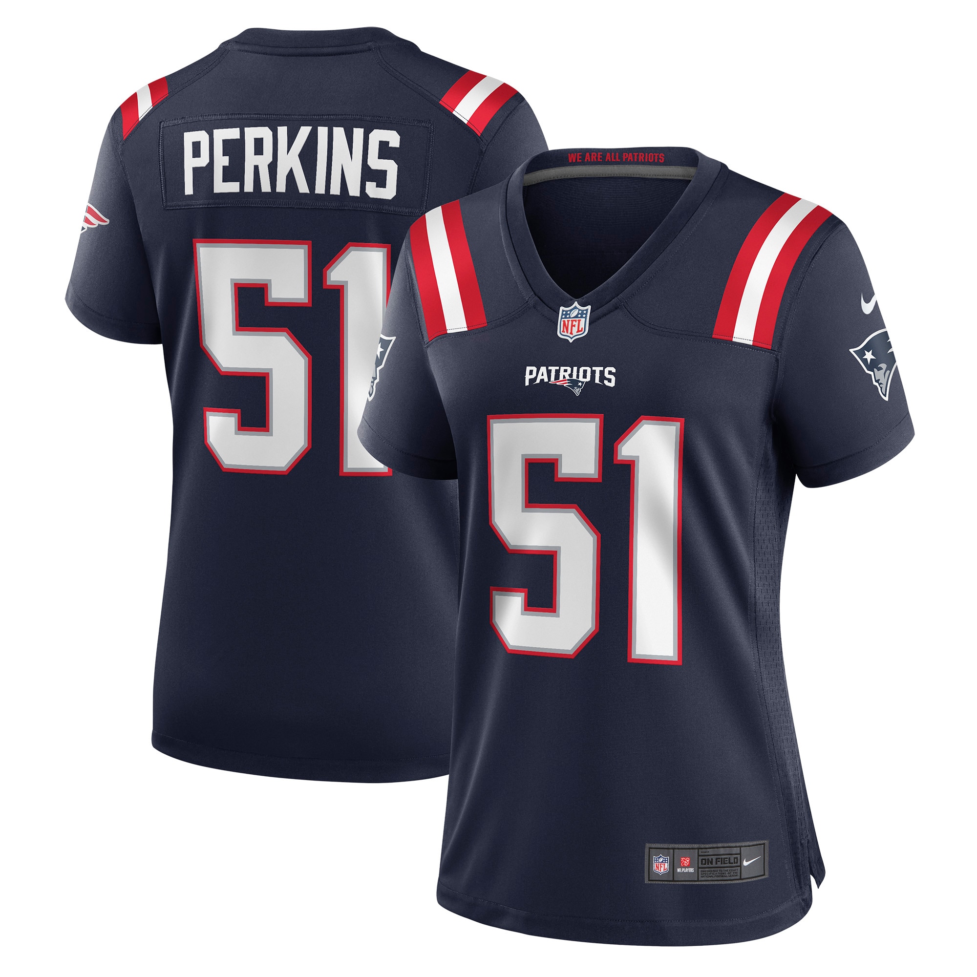 Women's New England Patriots Ronnie Perkins Navy Game Jersey JS7013 Saliibo