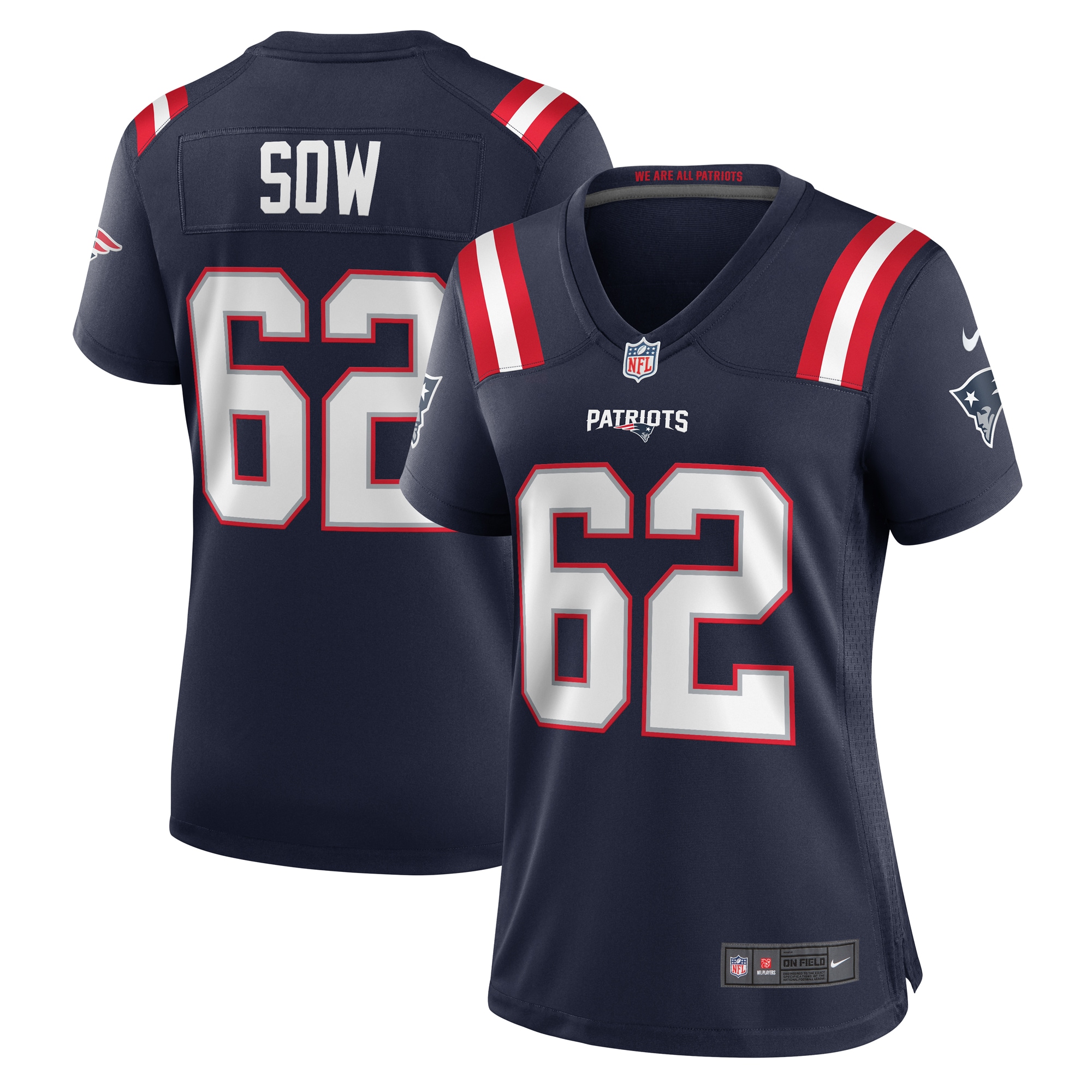 Women's New England Patriots Sidy Sow Navy Team Game Jersey JS7637 Saliibo