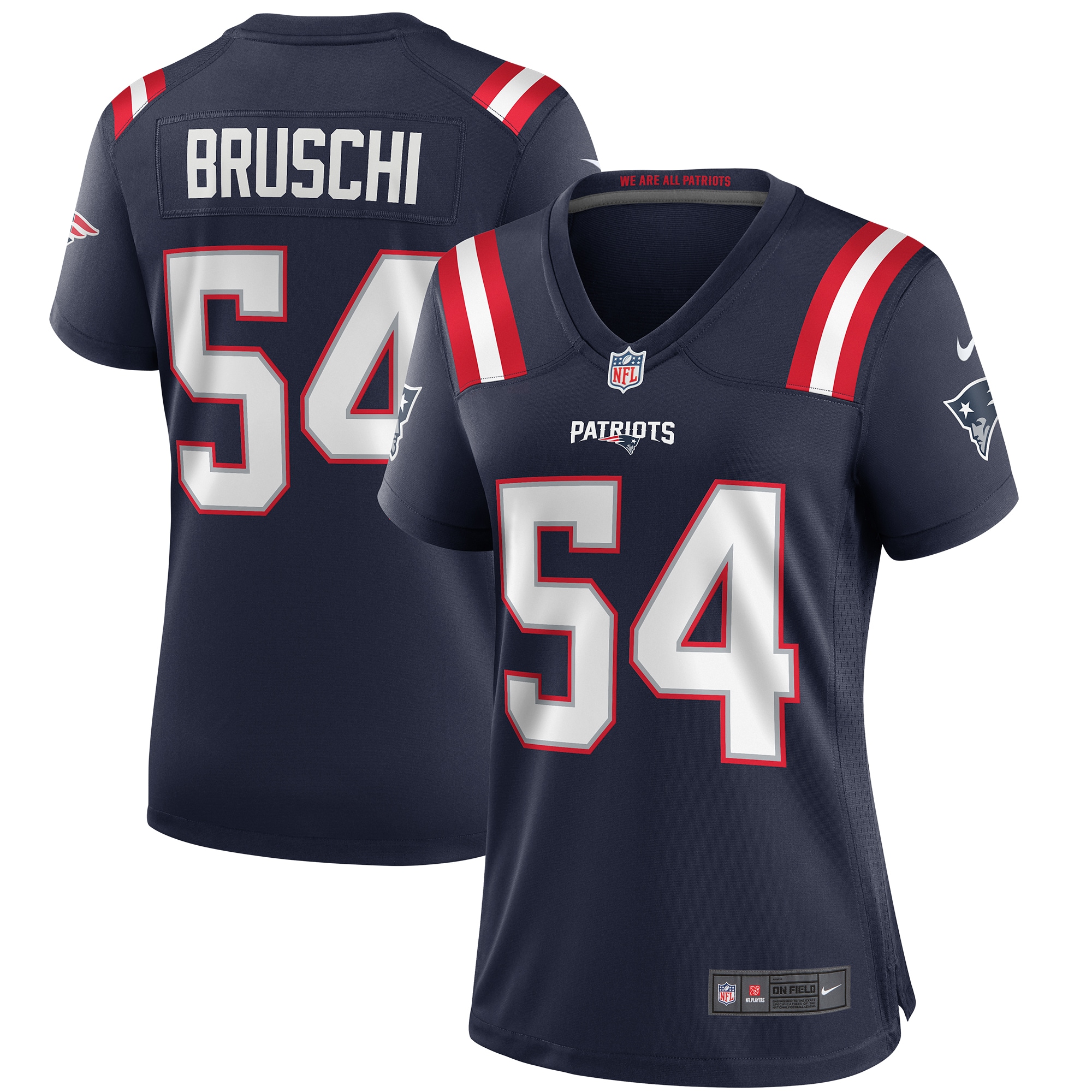 Women's New England Patriots Tedy Bruschi Navy Game Retired Player Jersey JS7589 Saliibo