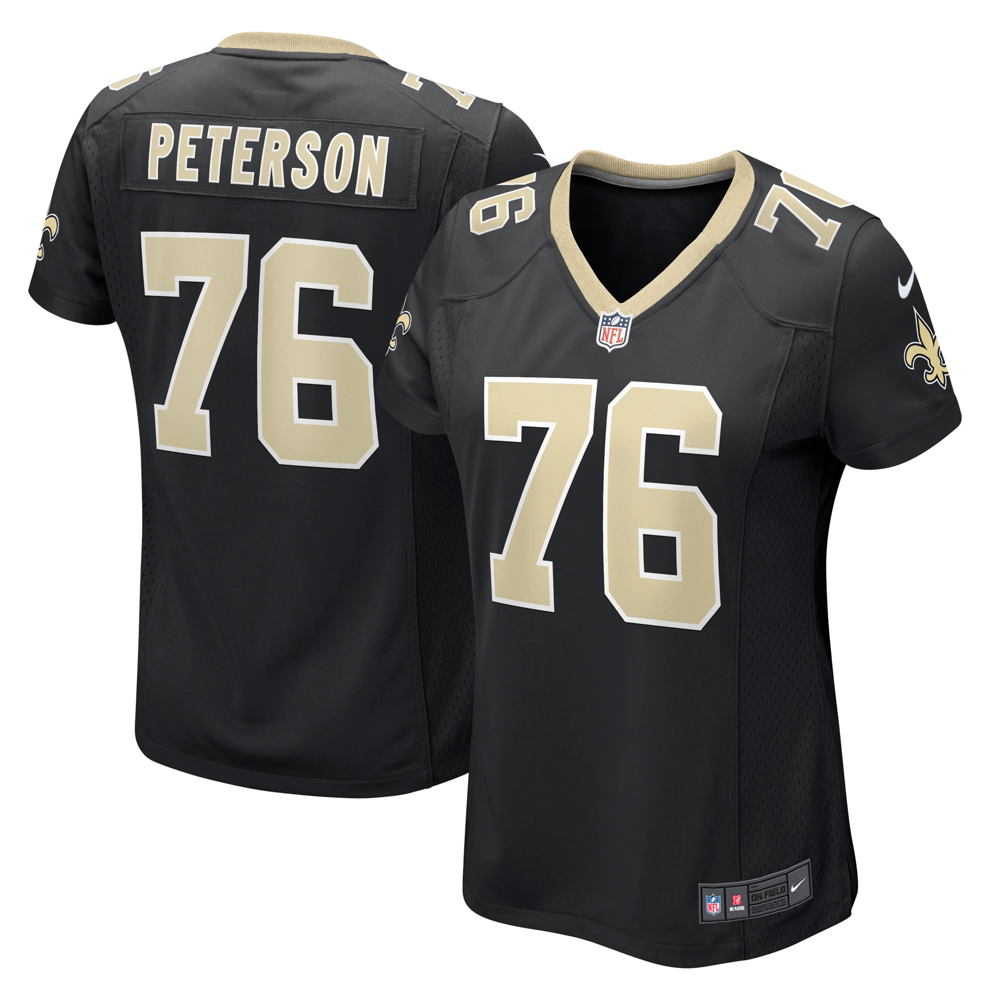 Women's New Orleans Saints Camron Peterson Black Game Jersey JS2078 Saliibo