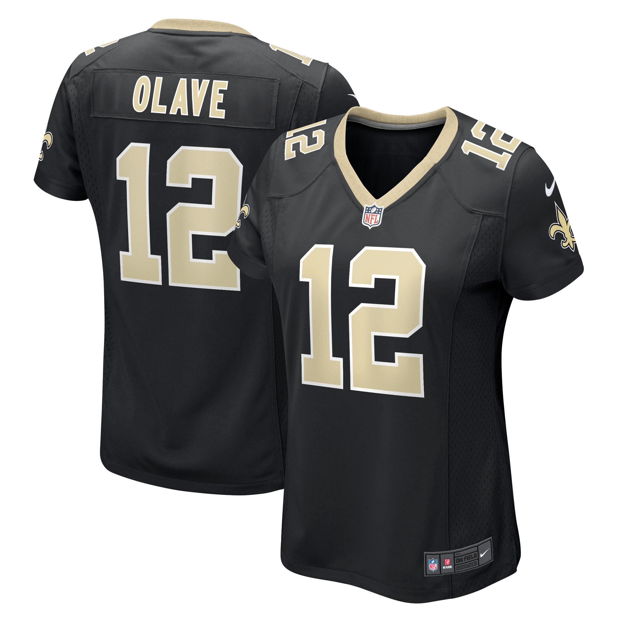 Women's New Orleans Saints Chris Olave Black Game Player Jersey JS3500 Saliibo