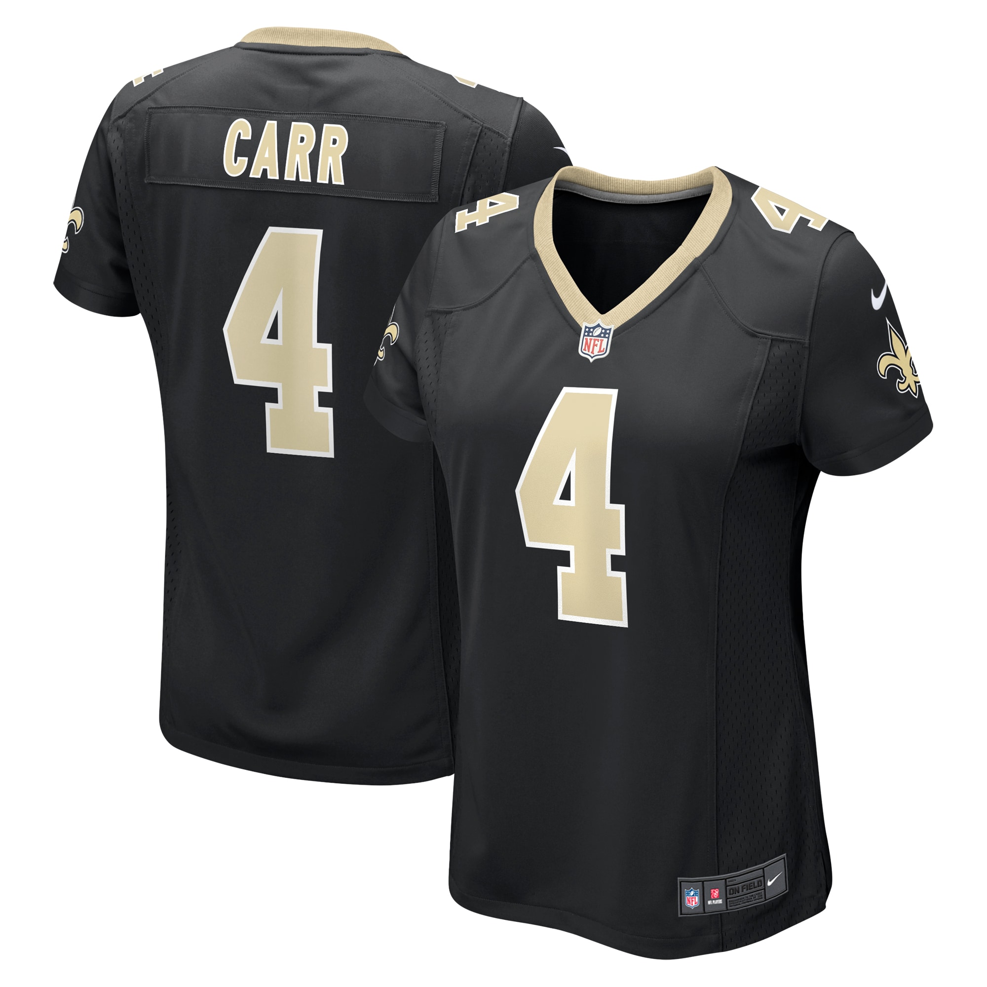 Women's New Orleans Saints Derek Carr Black Game Jersey JS4546 Saliibo