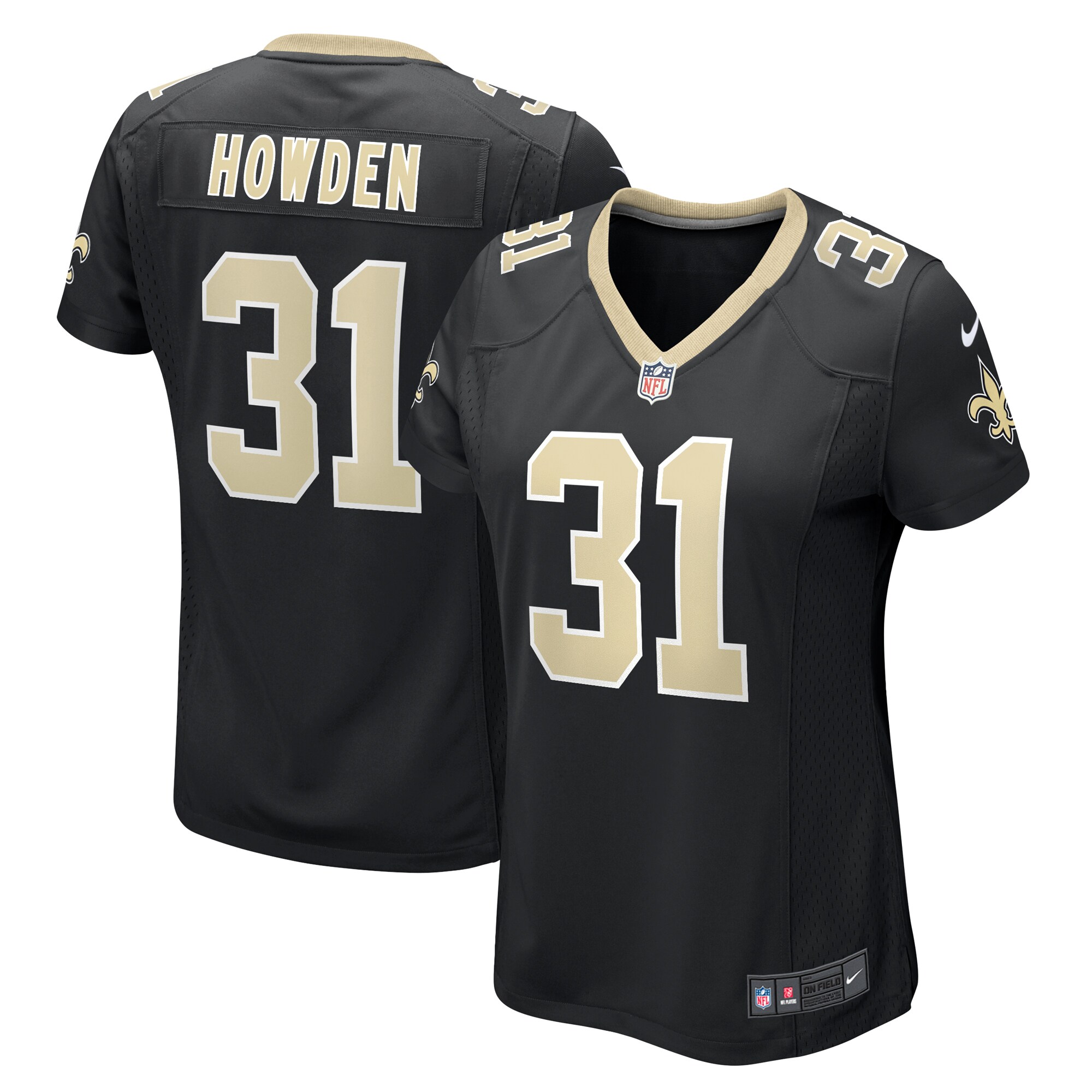 Women's New Orleans Saints Howden Black Team Game Jersey JS1595 Saliibo