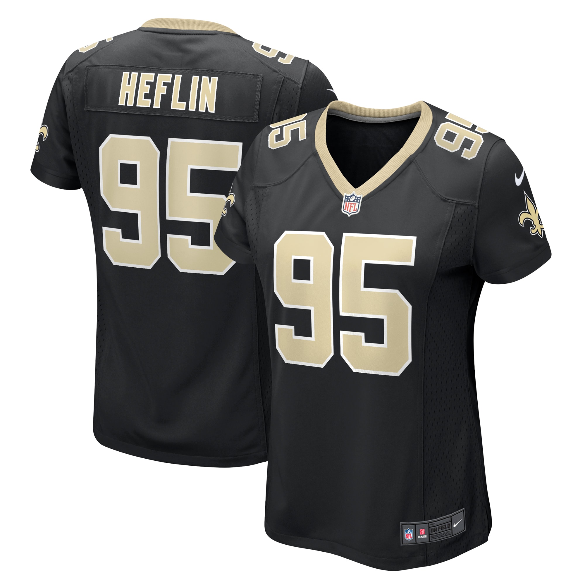 Women's New Orleans Saints Jack Heflin Black Team Game Jersey JS1577 Saliibo