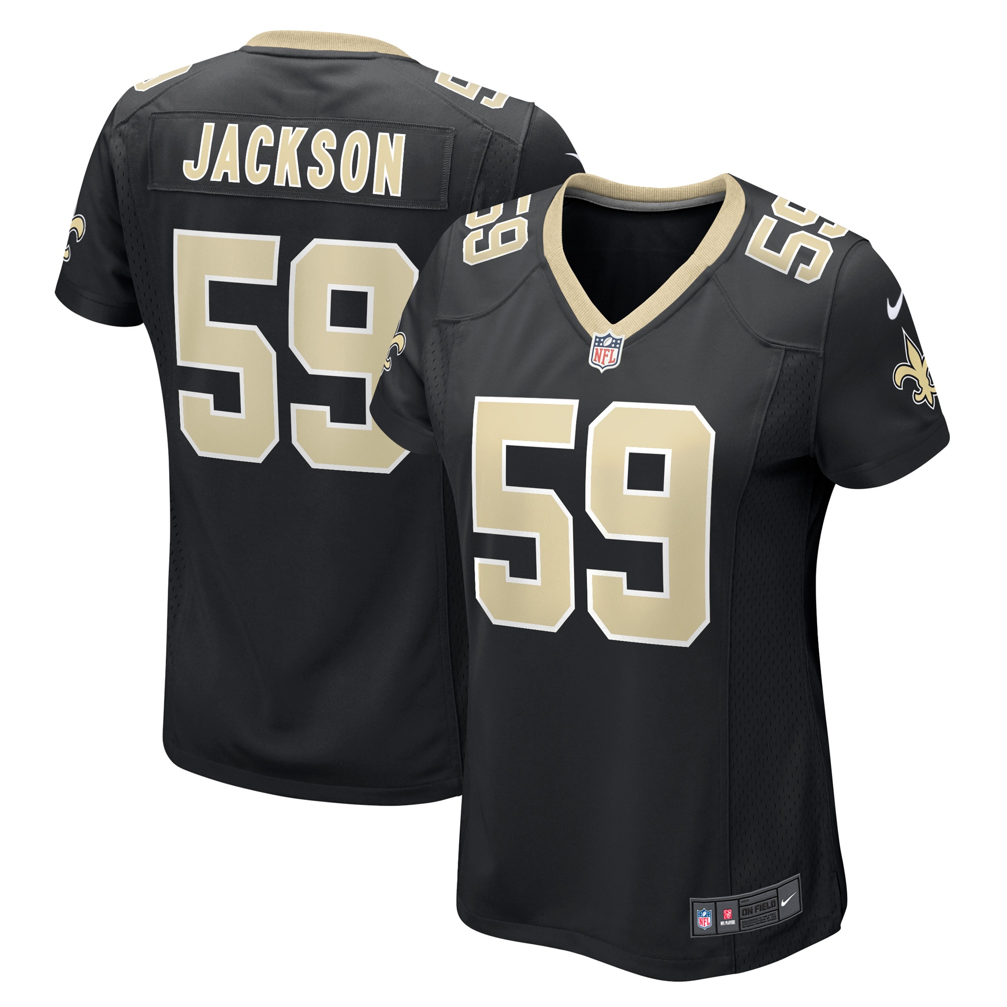 Women's New Orleans Saints Jackson Black Game Player Jersey JS3145 Saliibo