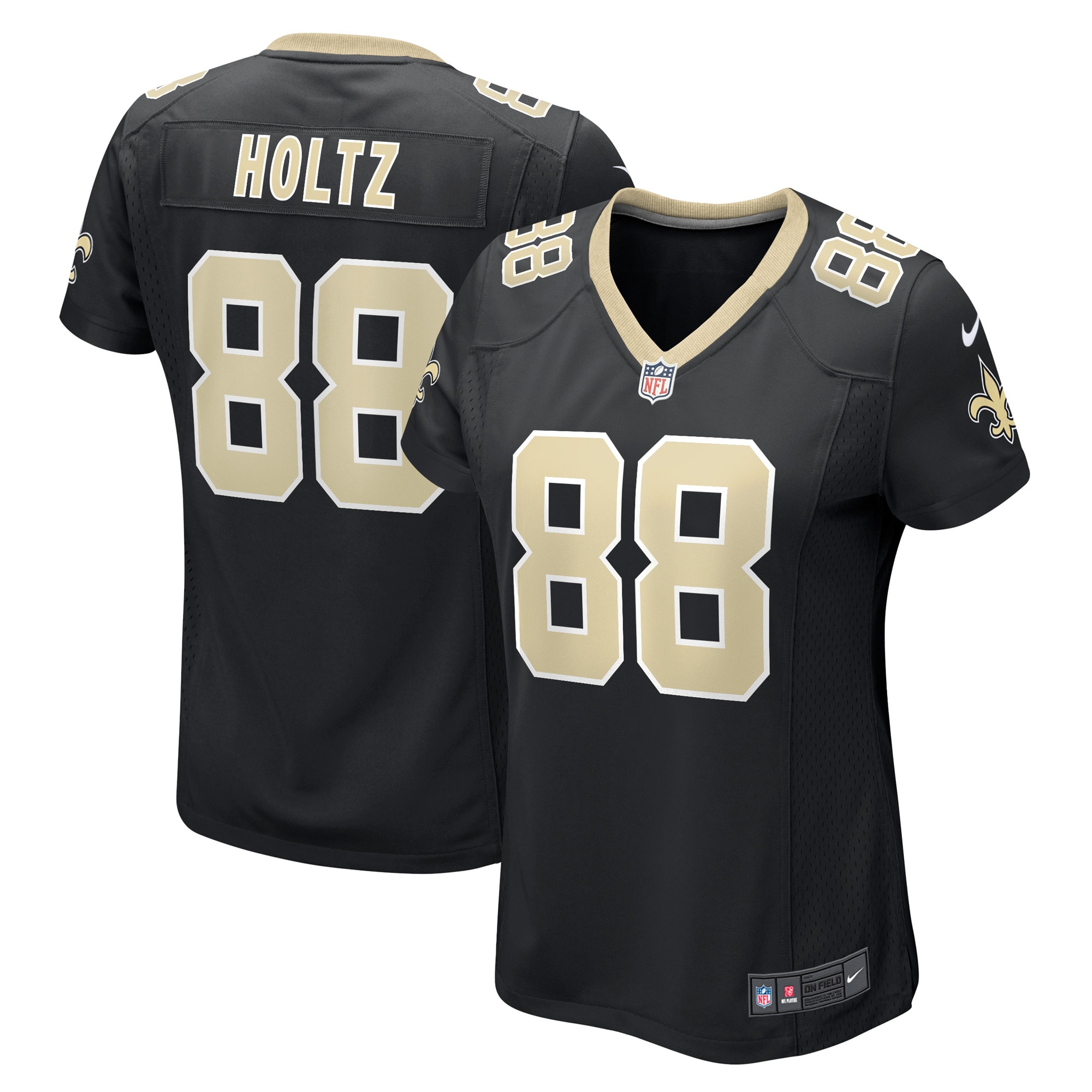 Women's New Orleans Saints J.P. Holtz Black Game Player Jersey JS9246 Saliibo