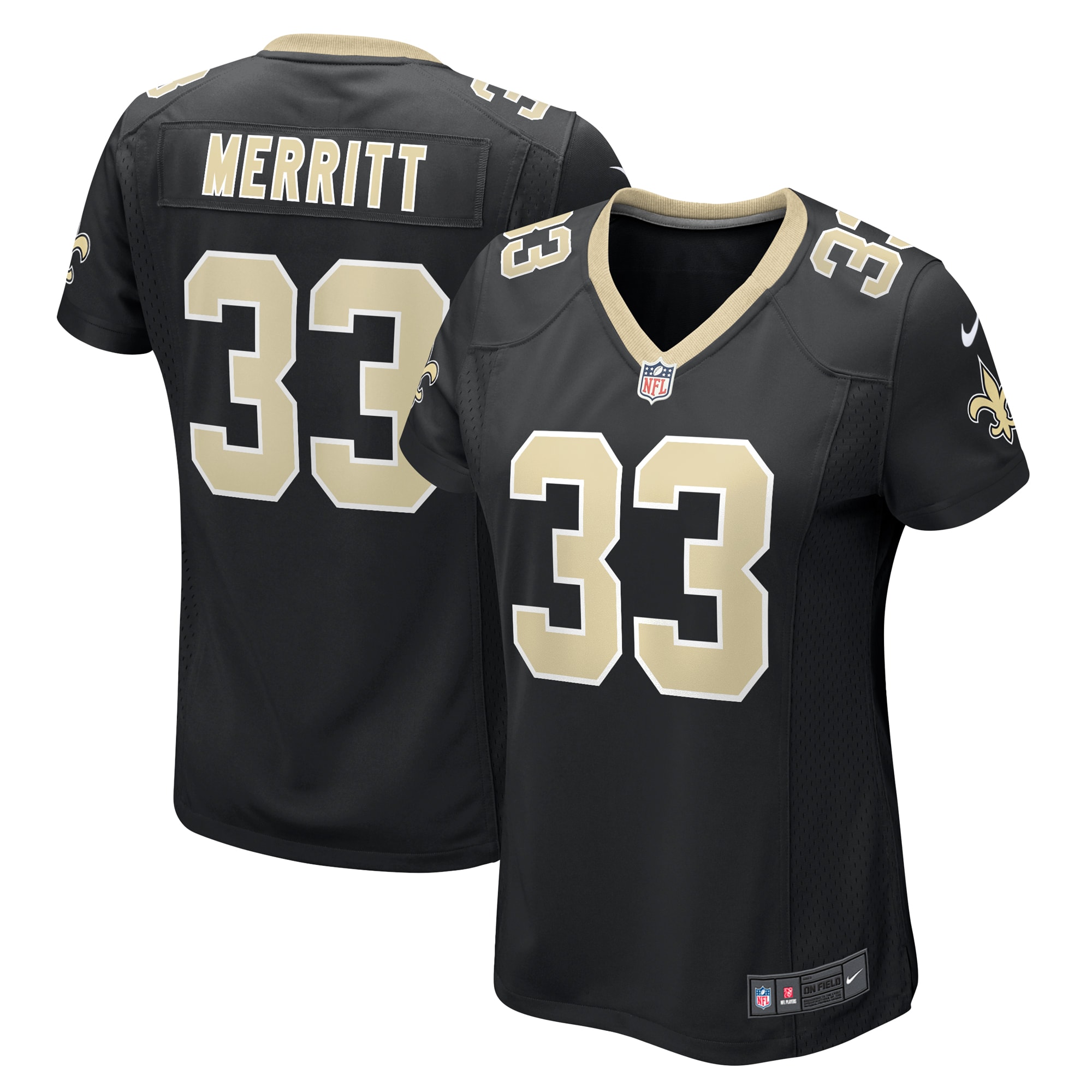 Women's New Orleans Saints Kirk Merritt Black Team Game Jersey JS8465 Saliibo