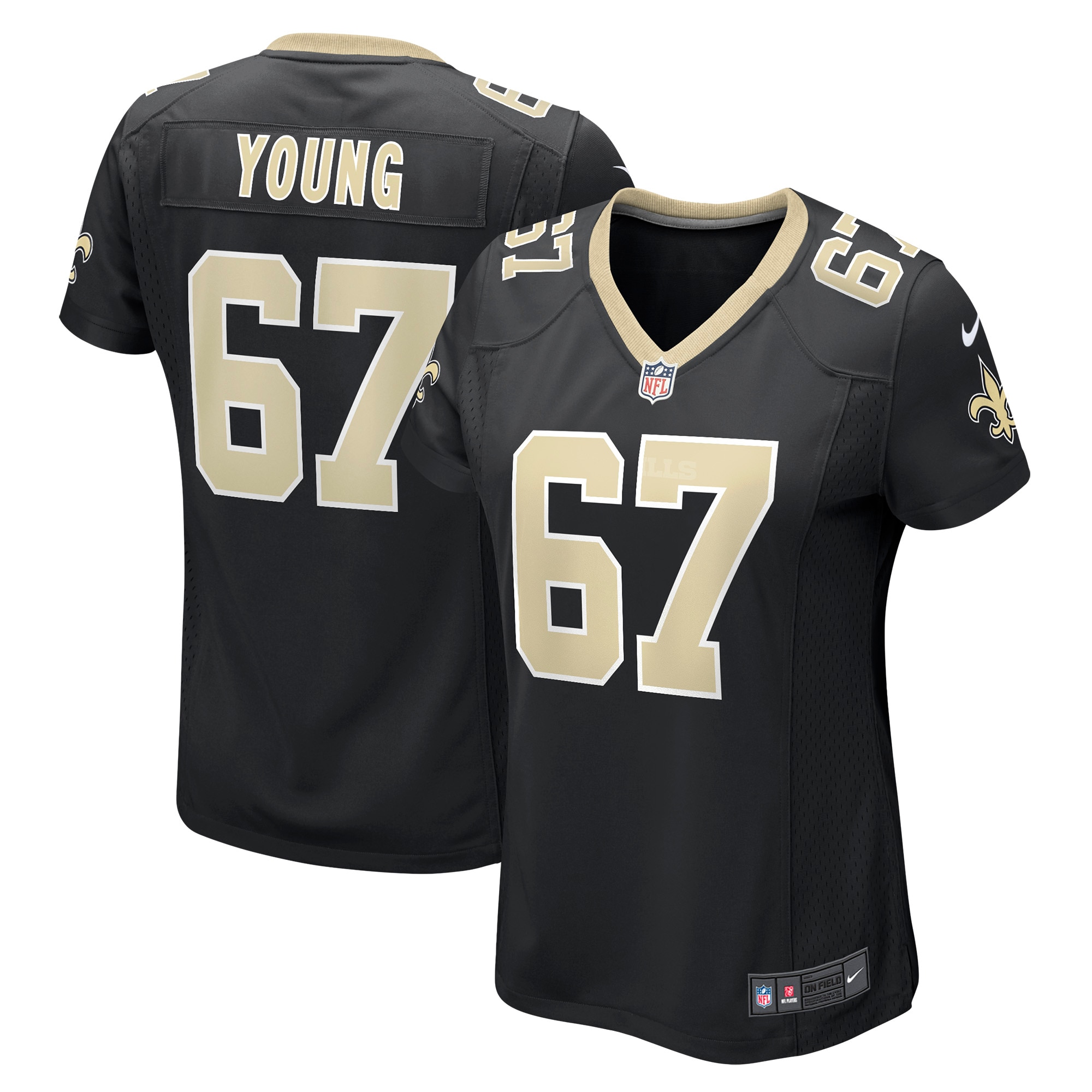 Women's New Orleans Saints Landon Young Black Game Jersey JS5029 Saliibo
