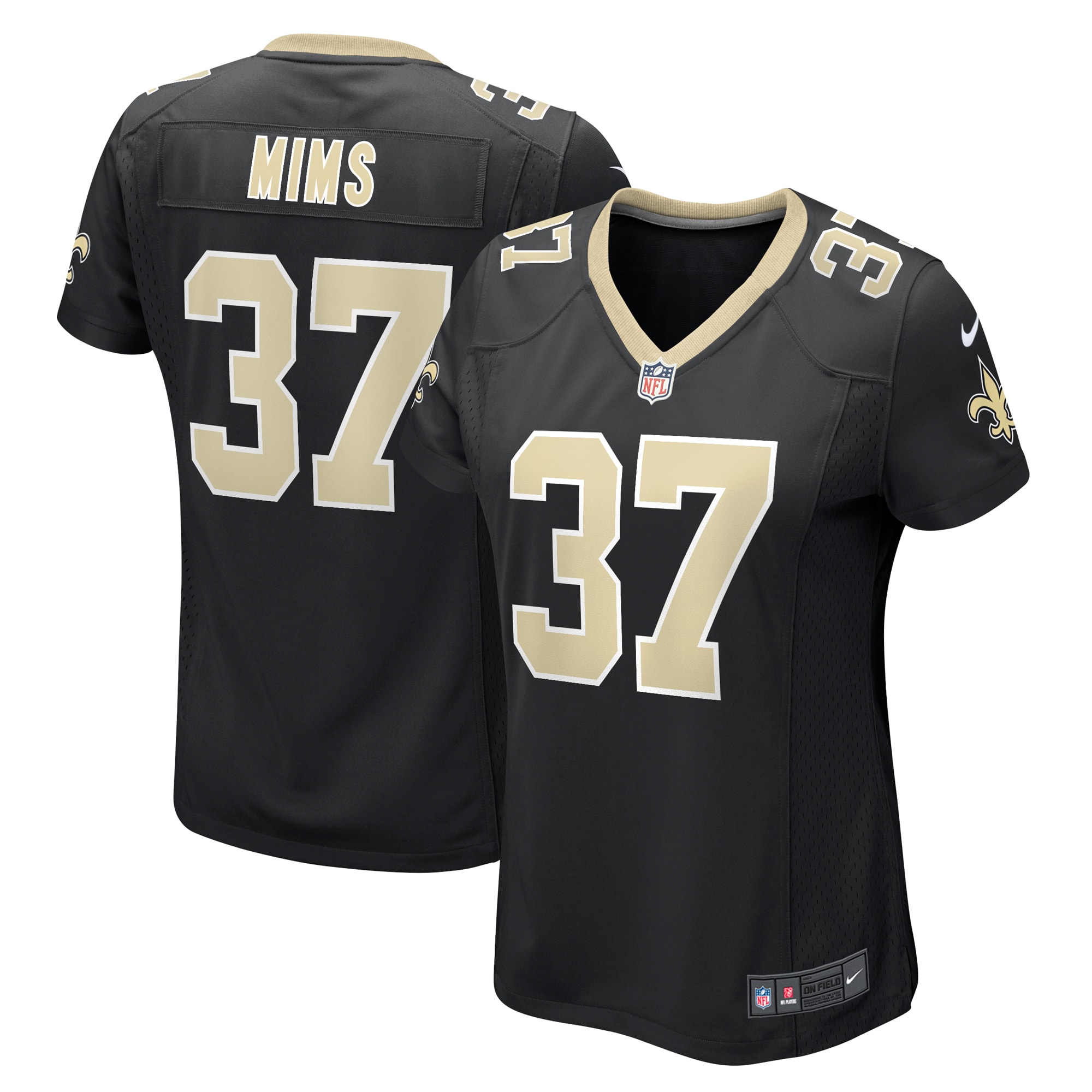 Women's New Orleans Saints Mims Black Team Game Jersey JS5977 Saliibo