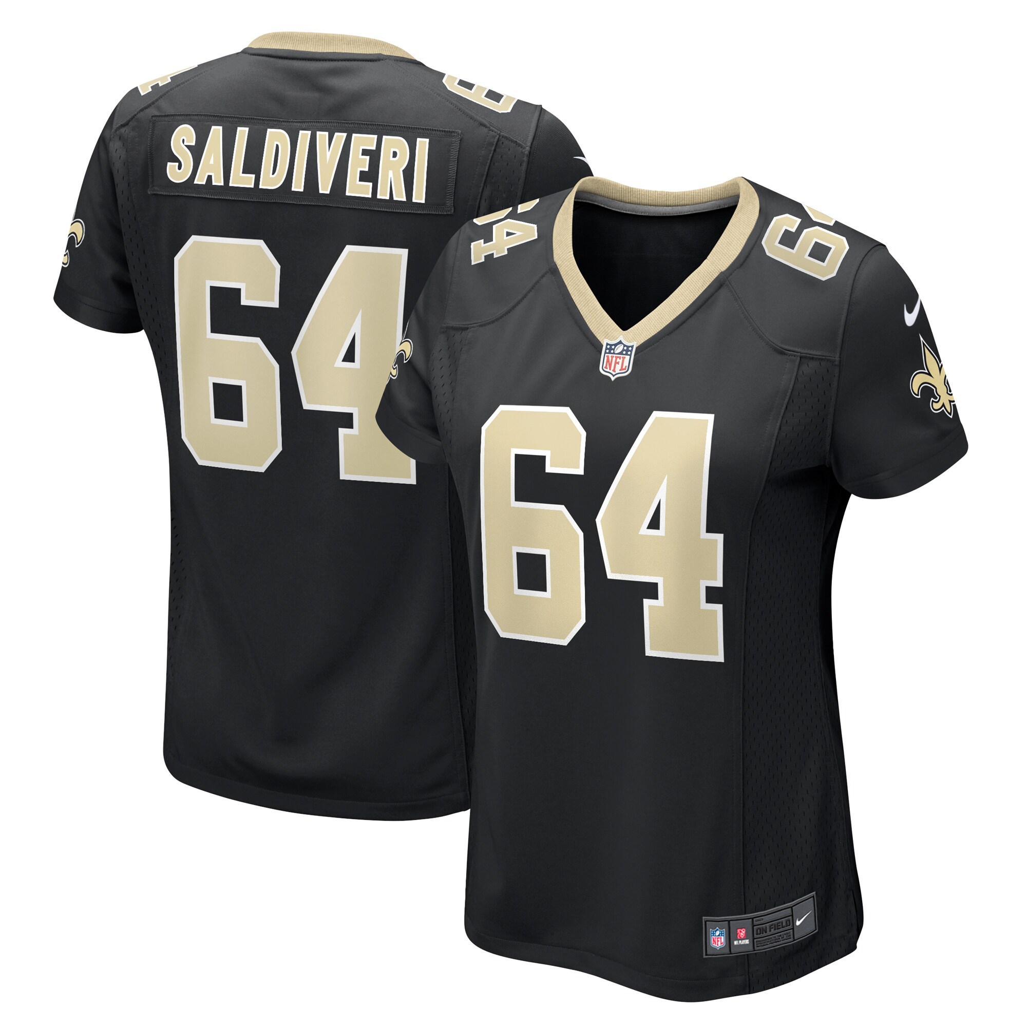 Women's New Orleans Saints Nick Saldiveri Black Team Game Jersey JS6873 Saliibo