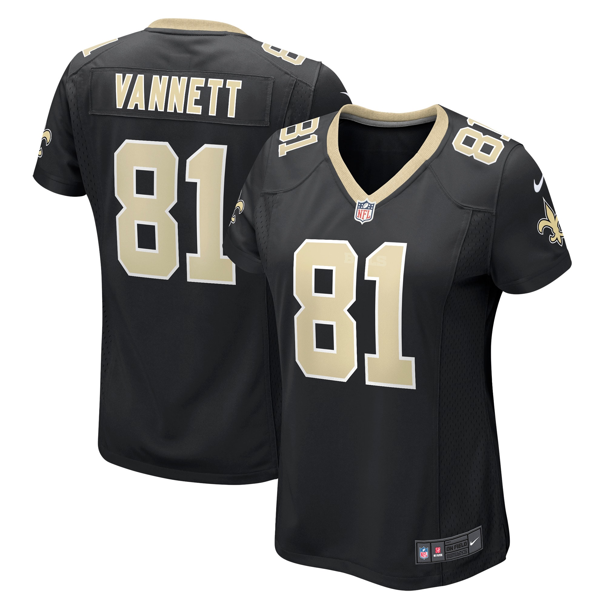 Women's New Orleans Saints Nick Vannett Black Game Jersey JS2249 Saliibo
