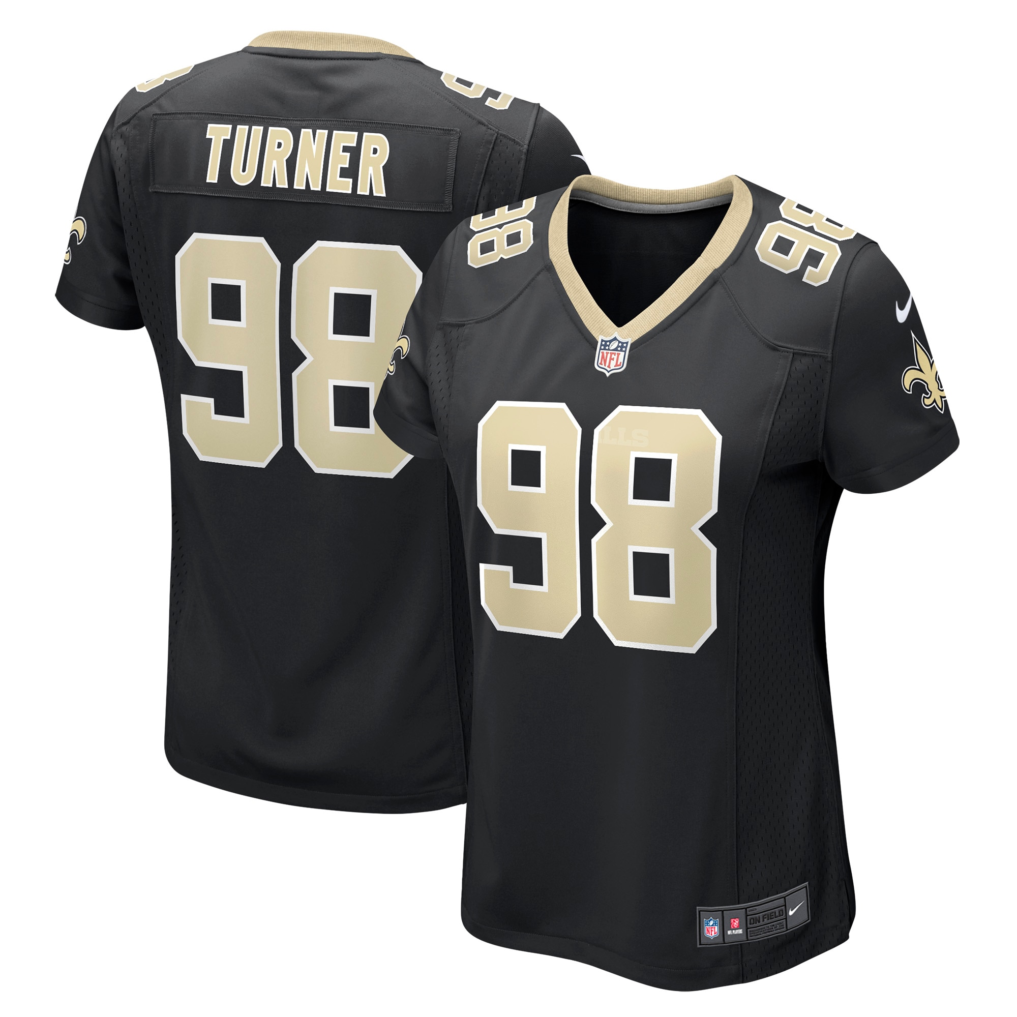 Women's New Orleans Saints Payton Turner Black Game Jersey JS3747 Saliibo