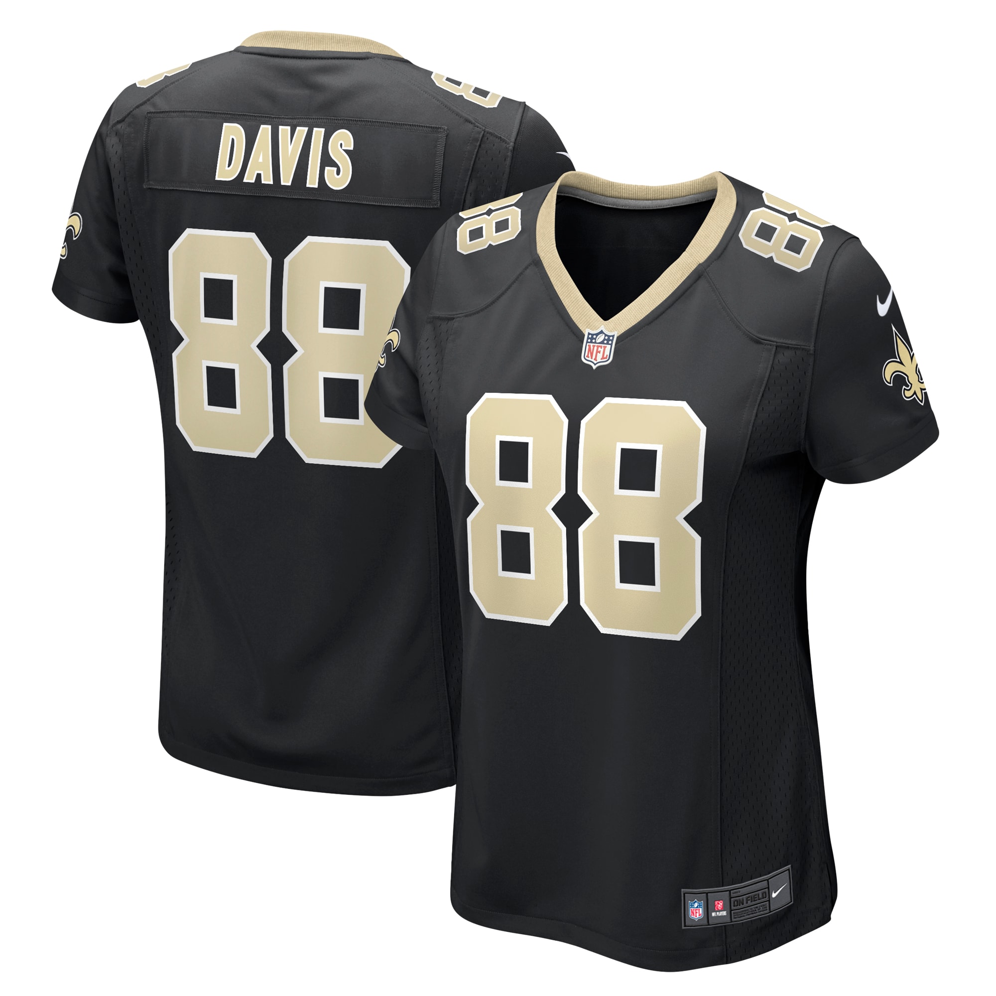 Women's New Orleans Saints Shaquan Davis Black Game Jersey JS8728 Saliibo