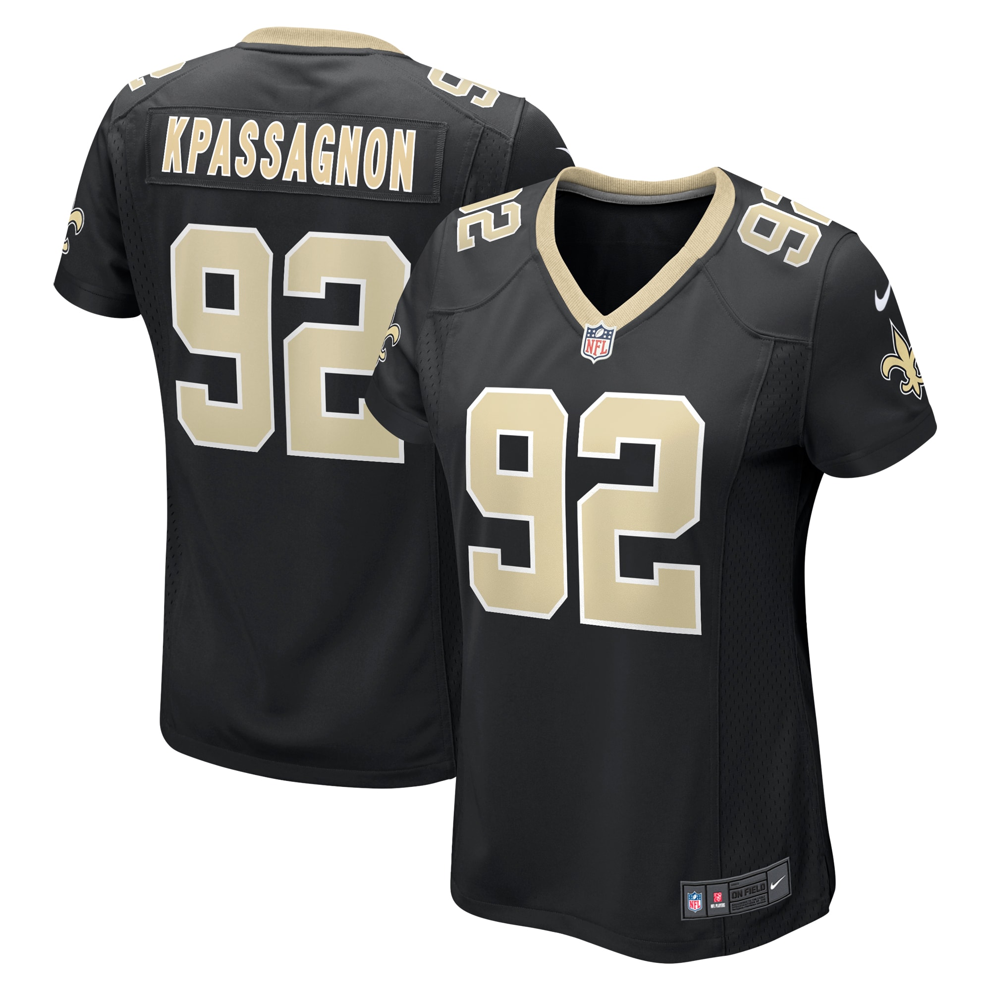 Women's New Orleans Saints Tanoh Kpassagnon Black Game Player Jersey JS8720 Saliibo