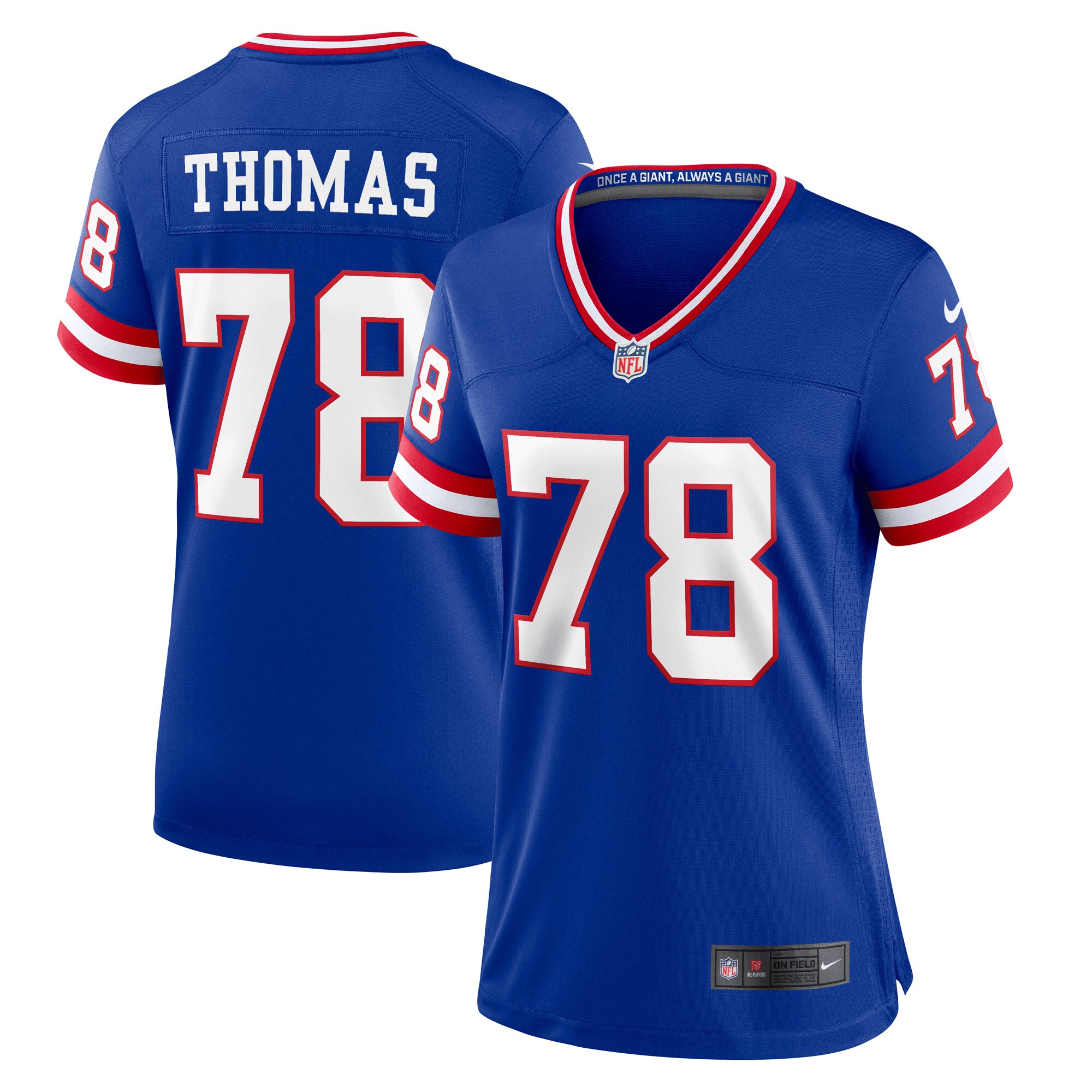 Women's New York Giants Andrew Thomas Royal Classic Player Game Jersey JS9914 Saliibo