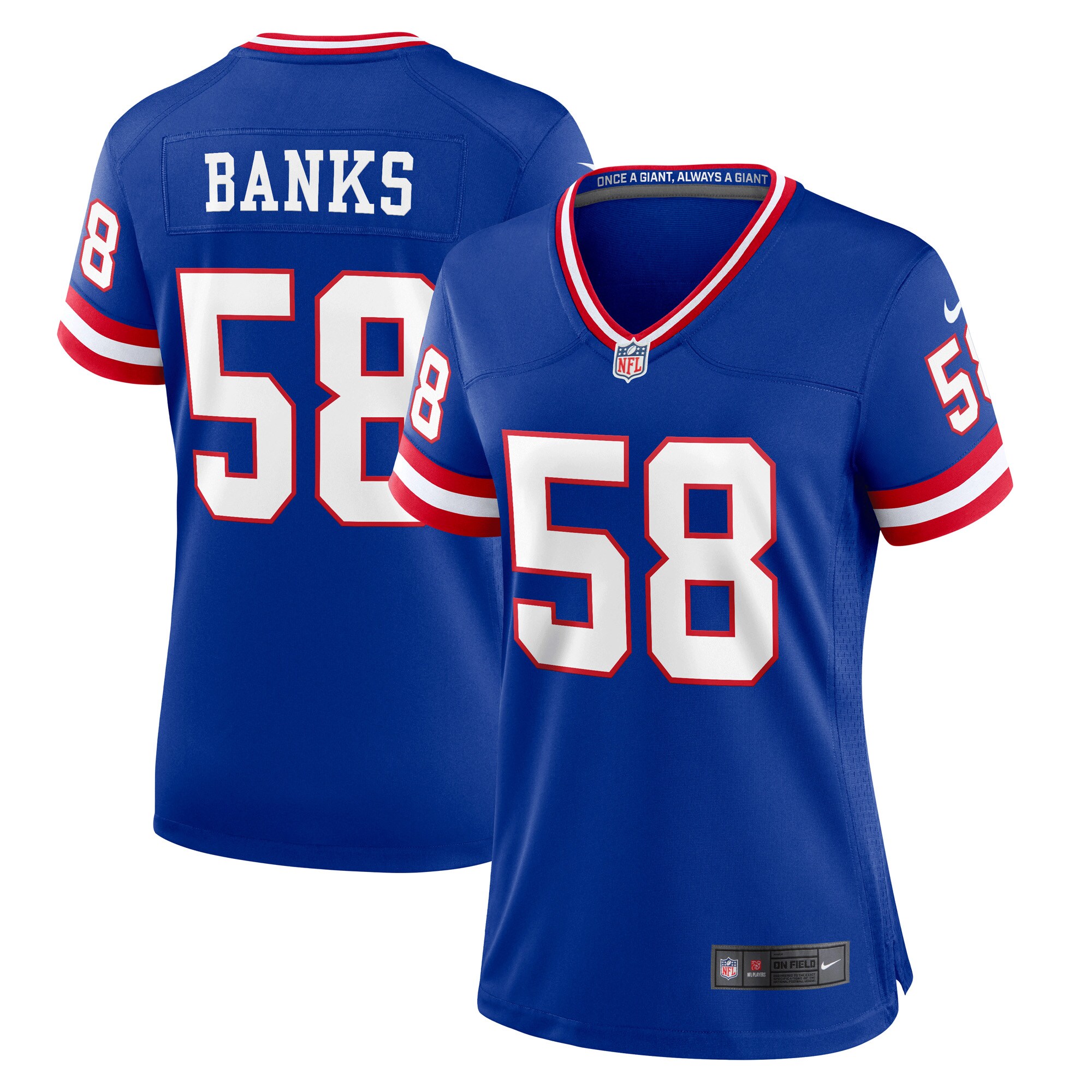 Women's New York Giants Carl Banks Royal Classic Retired Player Game Jersey JS9885 Saliibo