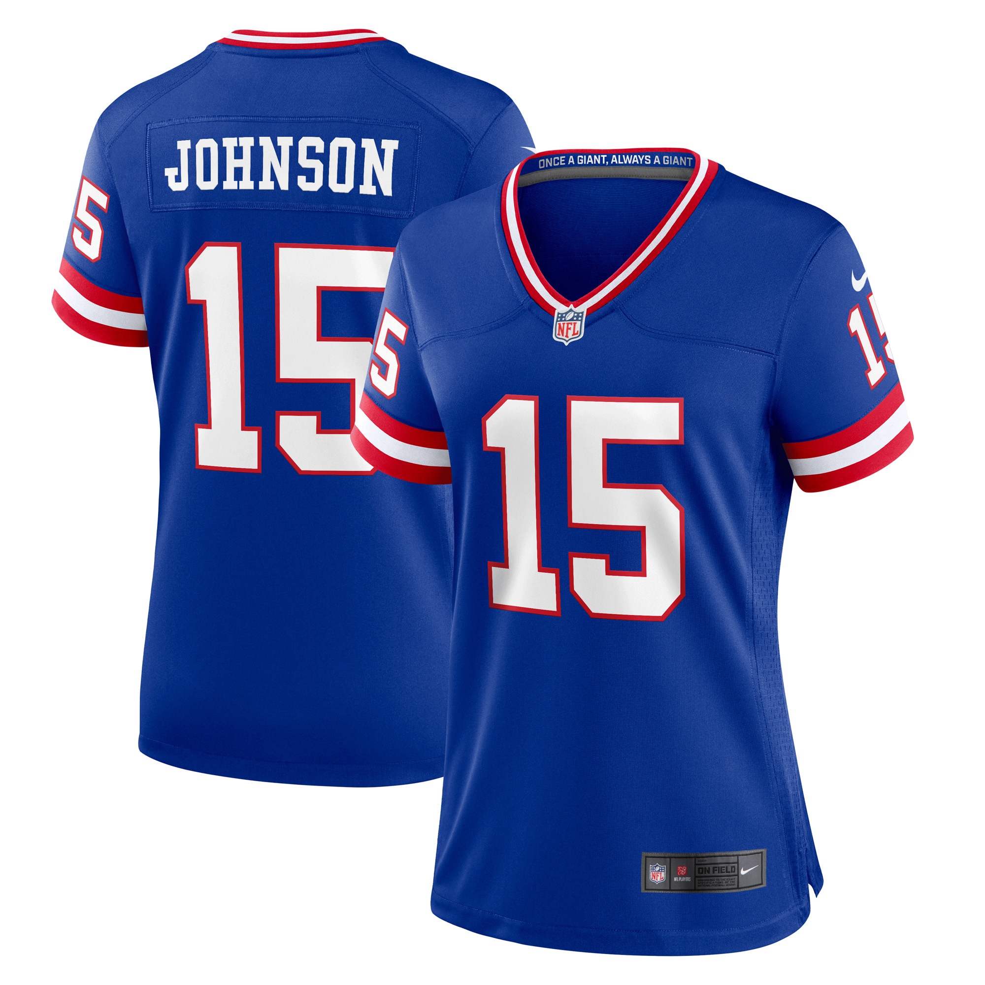 Women's New York Giants Collin Johnson Royal Classic Player Game Jersey JS7893 Saliibo